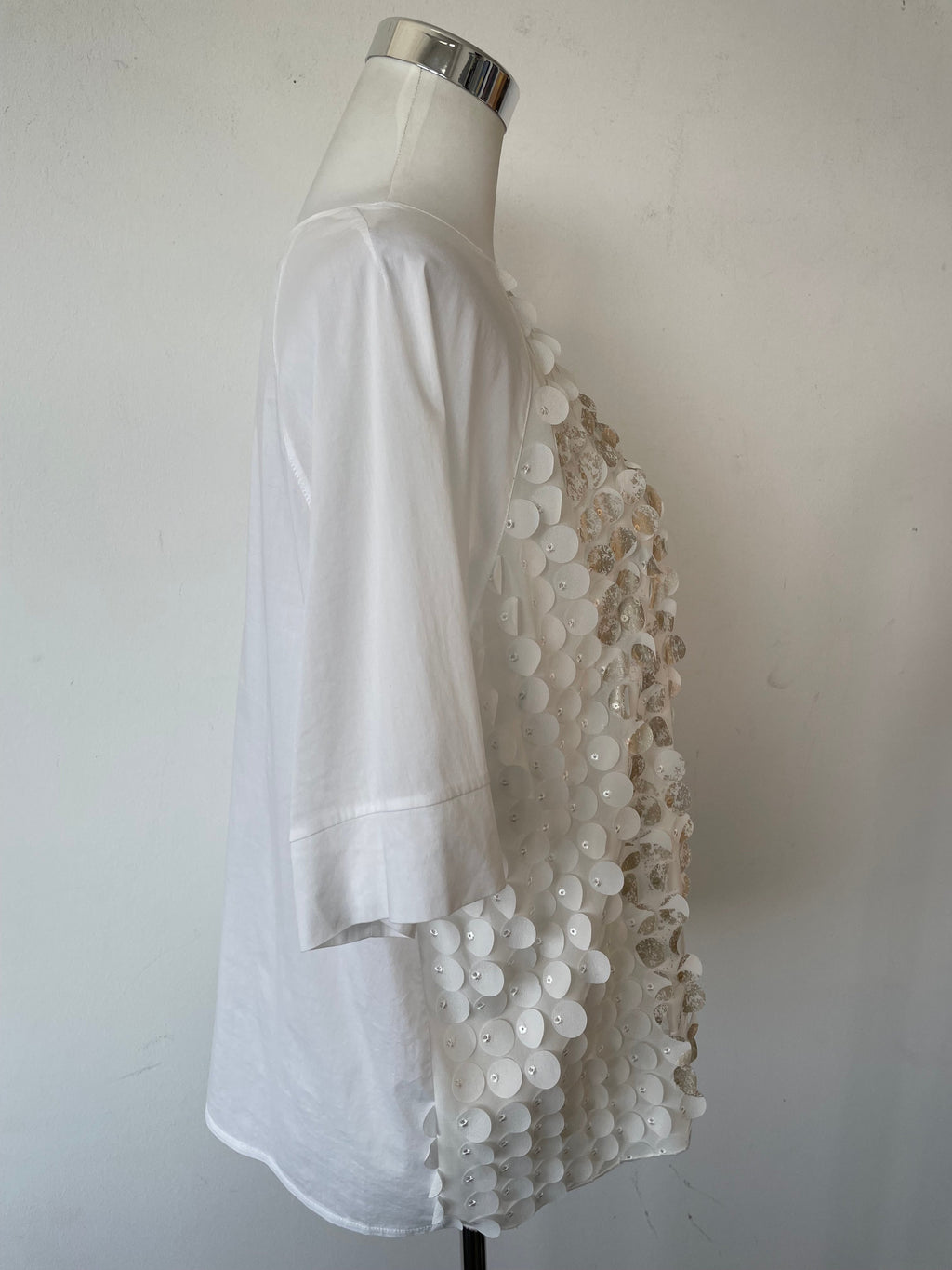 Marie Méro Sequin Top White/Gold, UK 18/EU 44, Good Condition