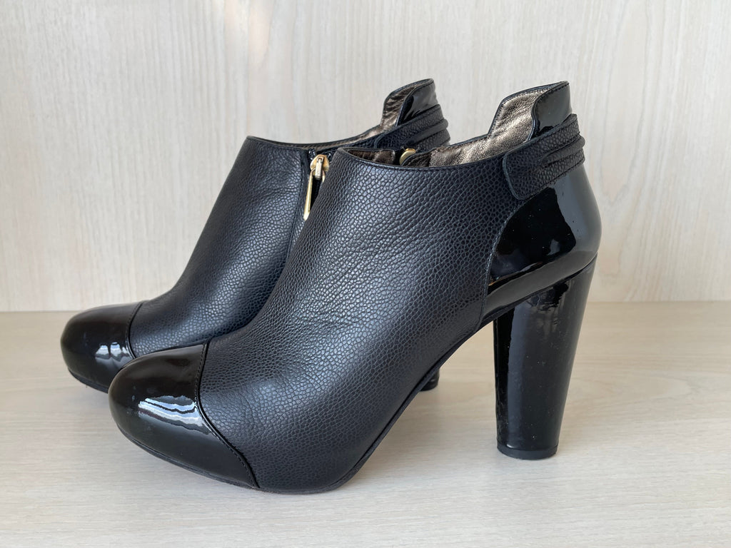 Aquazzura Ankle Boot, Schwarz, Leder, Gr. 38 EU, Sehr Gut, 10.5 cm Absatz