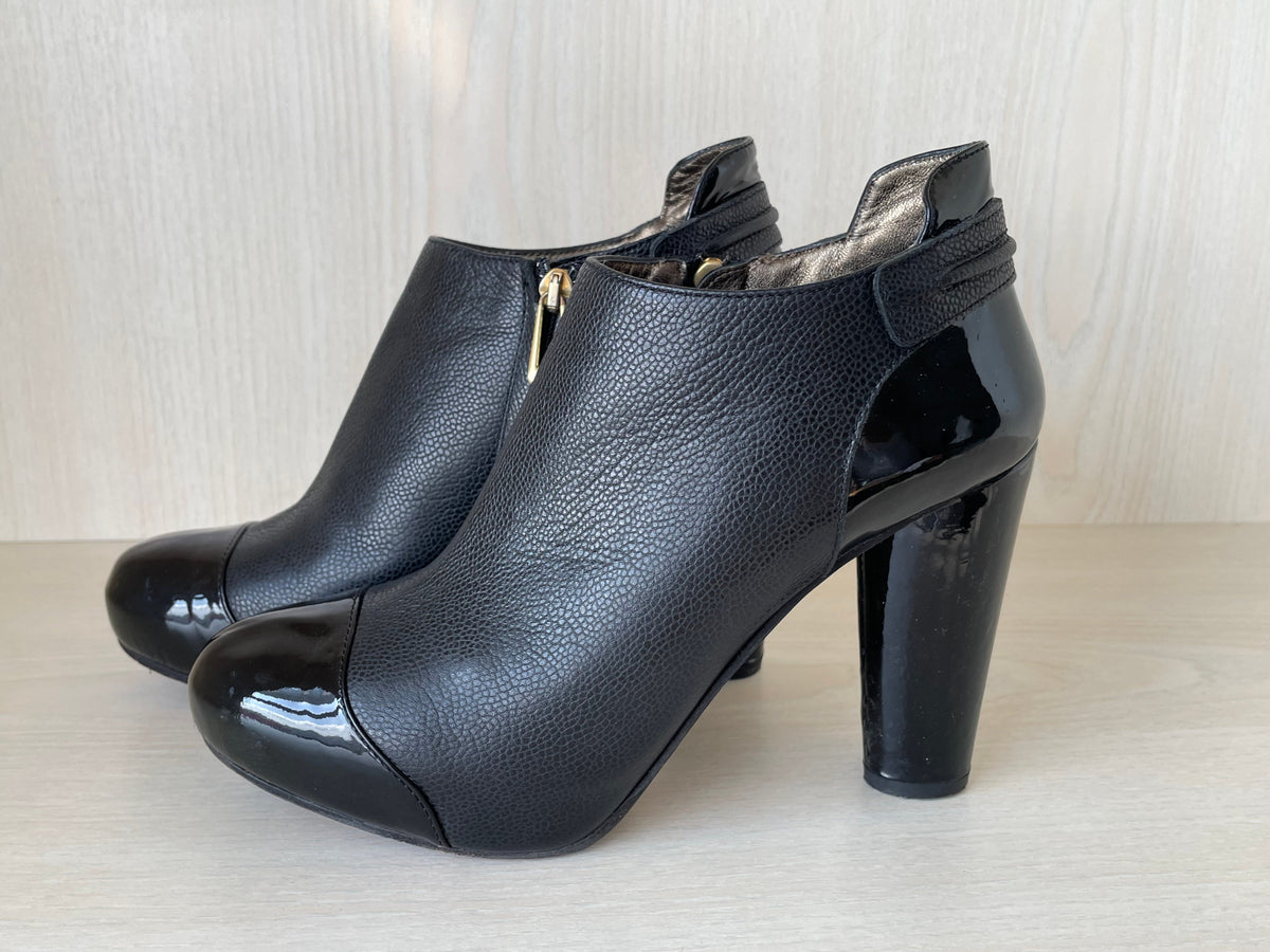 Aquazzura Ankle Boot, Schwarz, Leder, Gr. 38 EU, Sehr Gut, 10.5 cm Absatz