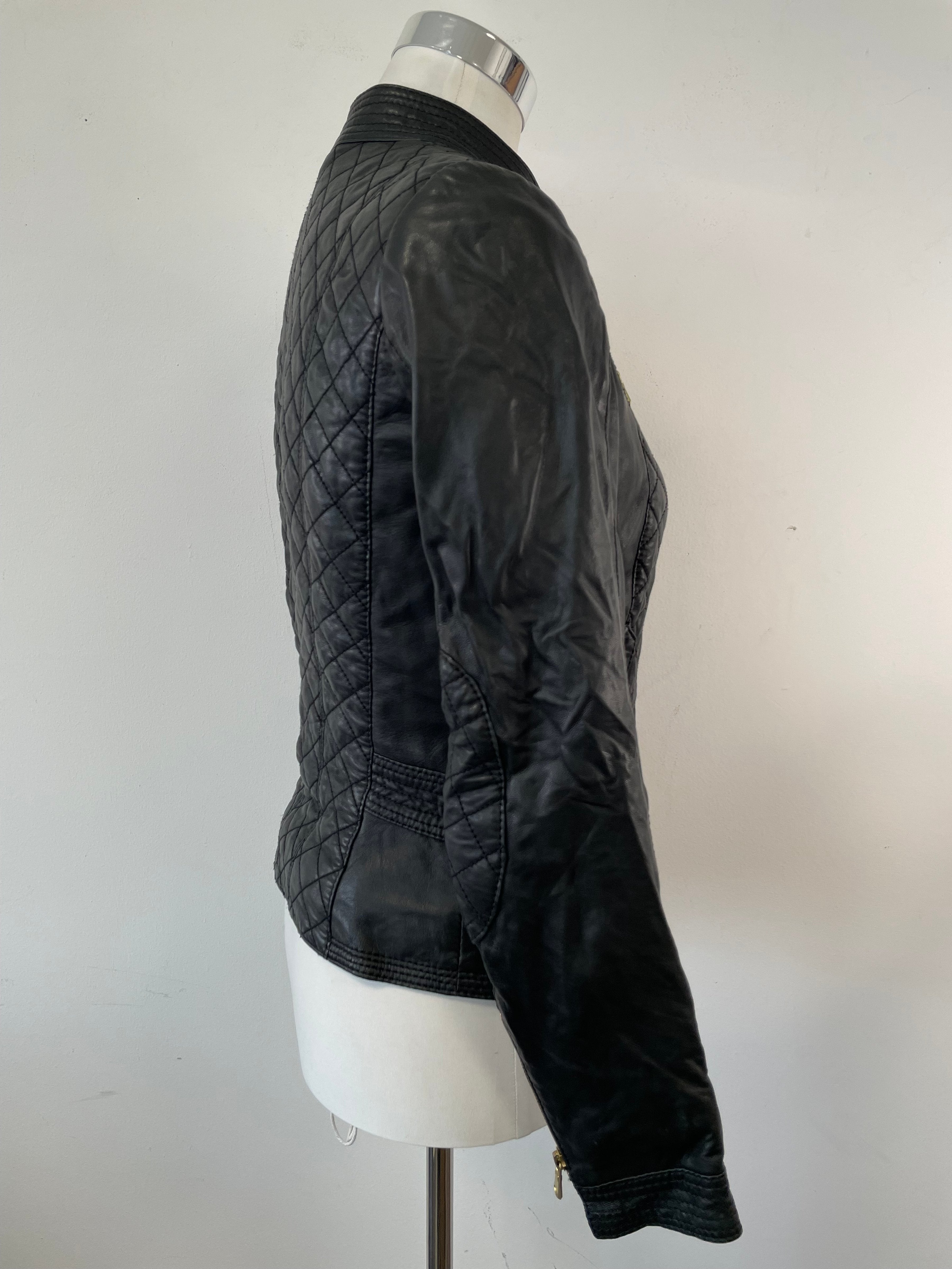 Schyia gesteppte Leder-Bikerjacke, Schwarz, Größe ?, Sehr Gut