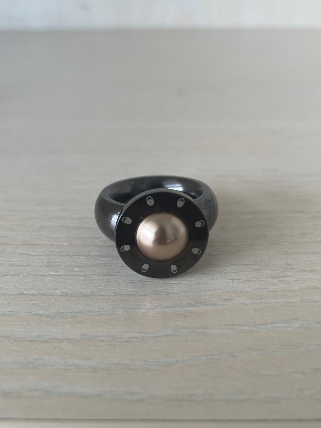Pavo Real Wechselring, Schwarzstahl, 6 Tops, Gr. 65–66, sehr guter Zustand
