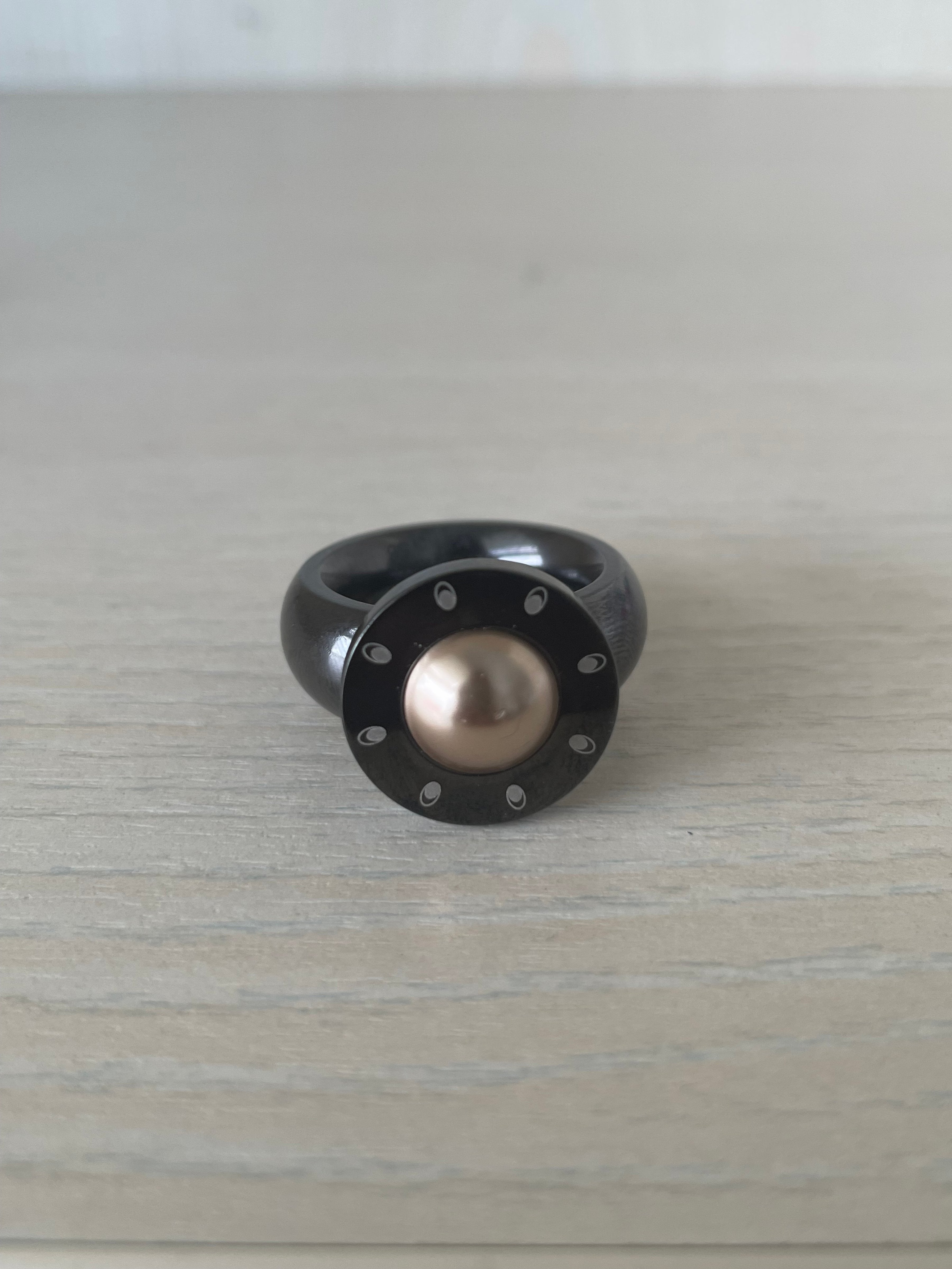 Pavo Real Wechselring, Schwarzstahl, 6 Tops, Gr. 65–66, sehr guter Zustand