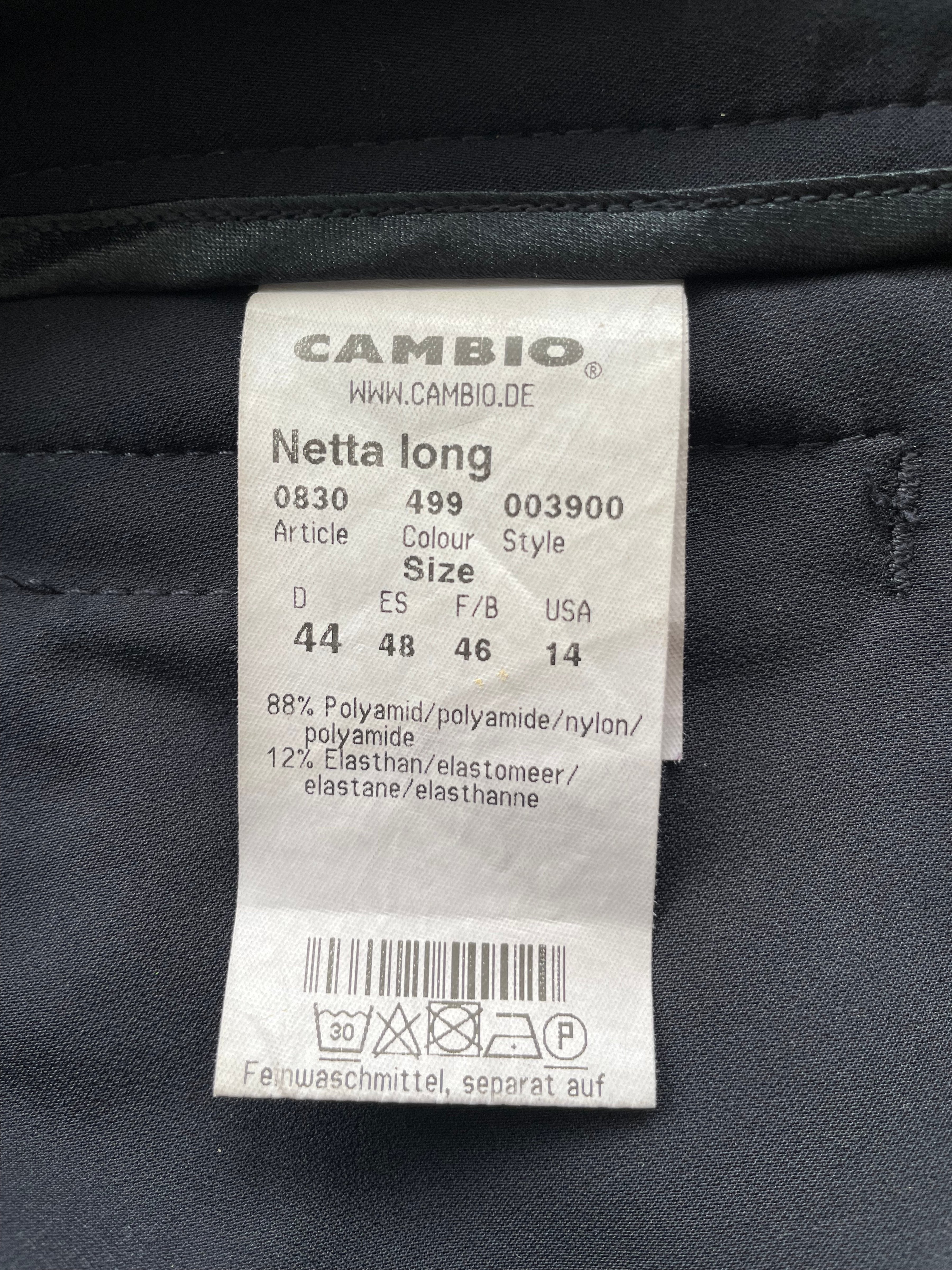 Cambio Netta Long Women’s Trousers, Moonlight Blue, EU 44, Good Condition