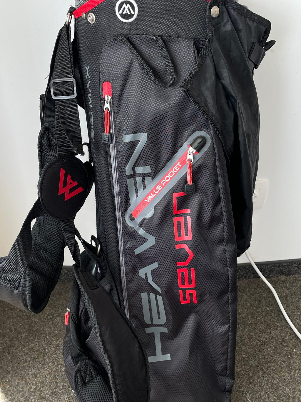 Big Max Golfbag Heaven Seven G, Schwarz/Rot, Sehr Gut, Höhe 87 cm