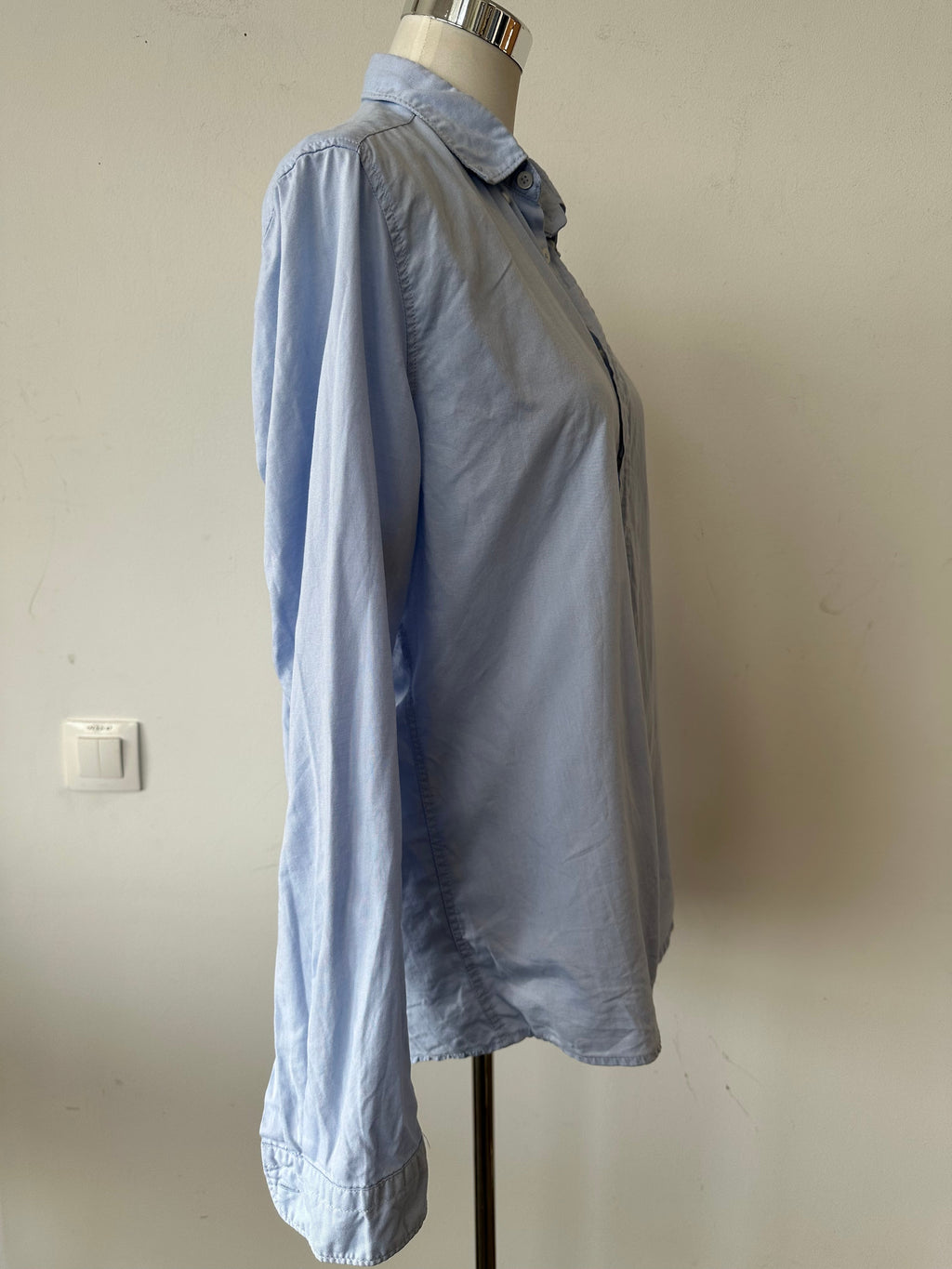 Pure Indigo Damenhemd, Langarm, Knopfleiste, Hellblau, Größe M, Zustand Gut