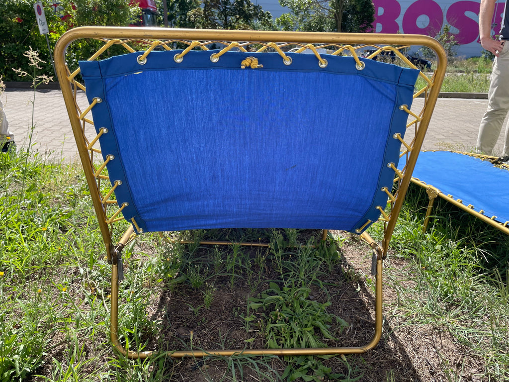 Lafuma Vintage Klappbett, Blau/Gold, 194x63 cm, Sehr Gut, 2 Stück verfügbar
