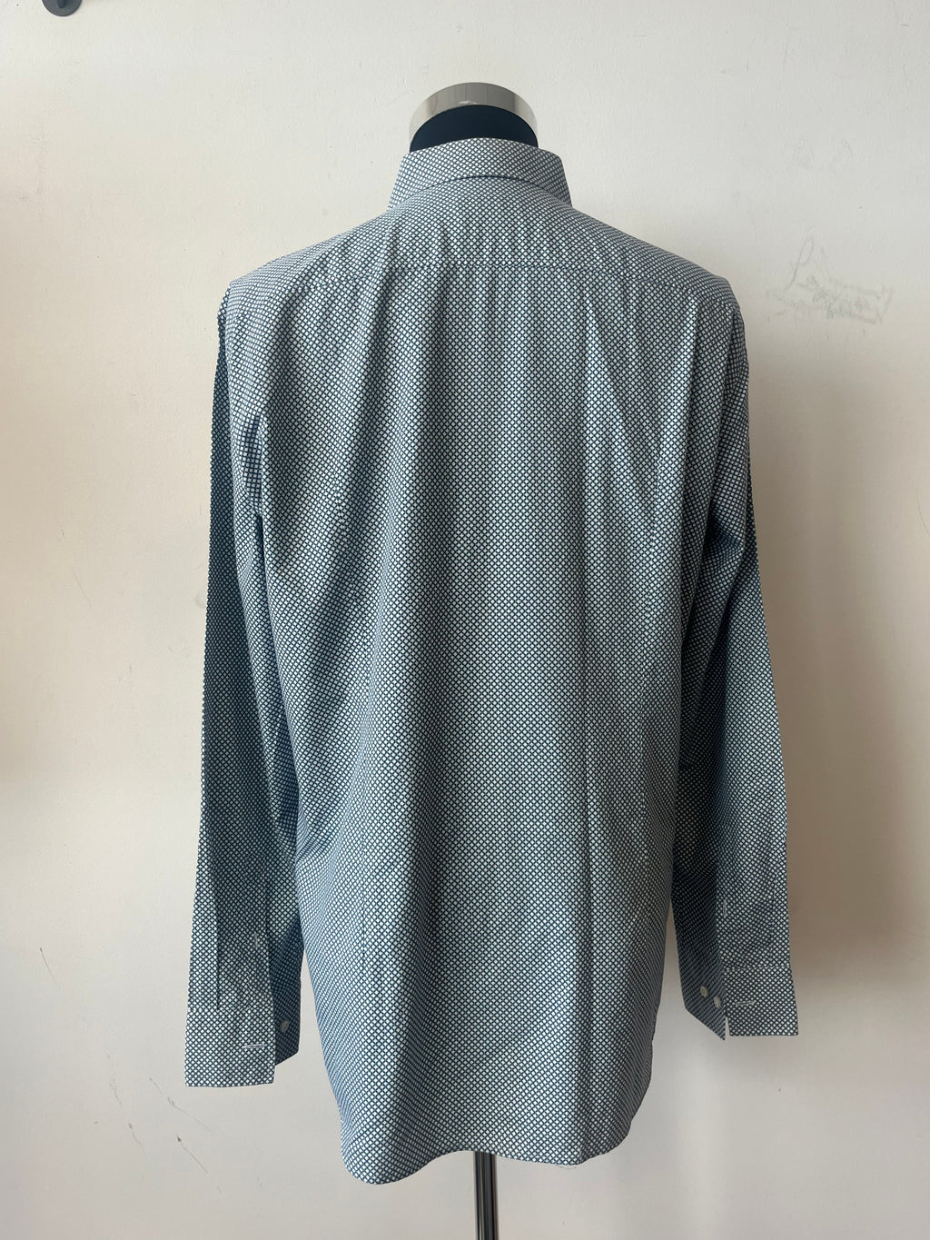 Hugo Boss Dress Shirt Slim Fit Blue Geometric 43 (17) Very Good