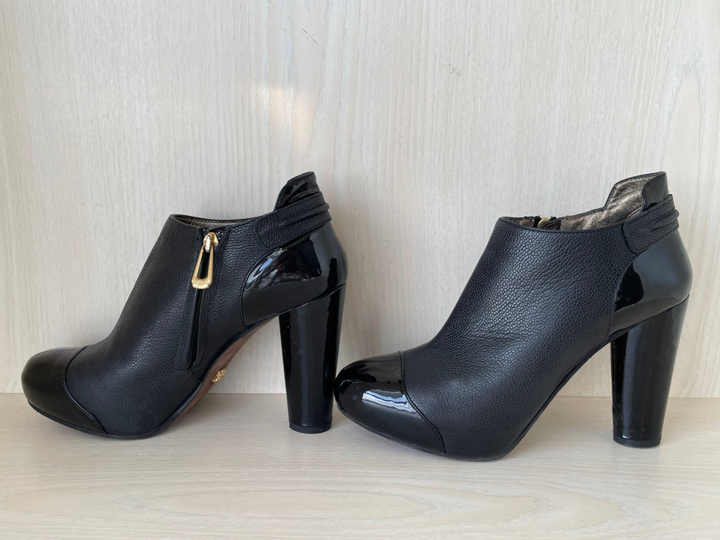 Aquazzura Ankle Boot, Schwarz, Leder, Gr. 38 EU, Sehr Gut, 10.5 cm Absatz