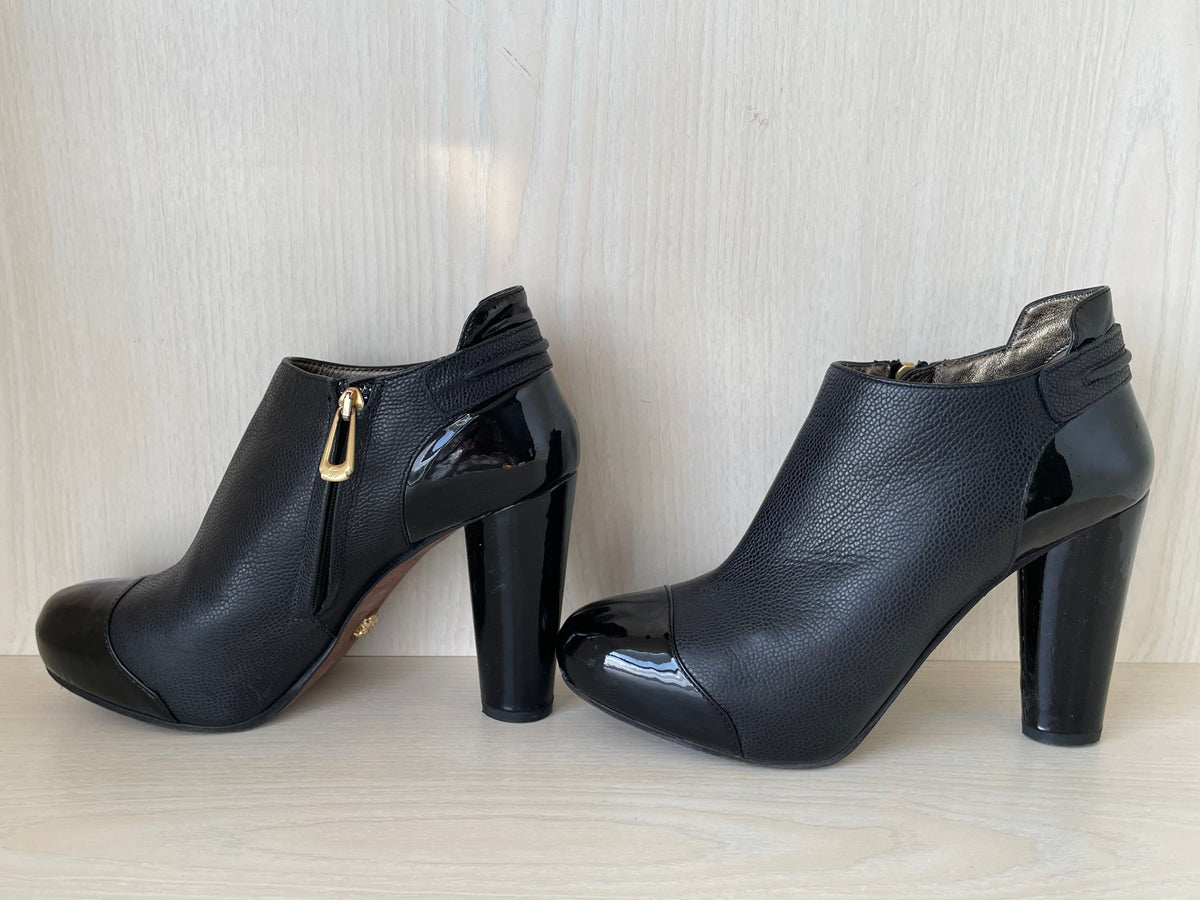 Aquazzura Ankle Boot, Schwarz, Leder, Gr. 38 EU, Sehr Gut, 10.5 cm Absatz