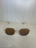 Stevie Hex Sonnenbrille – Metall/Acetat, Matt Klar/Gold, Braun, Zustand Gut