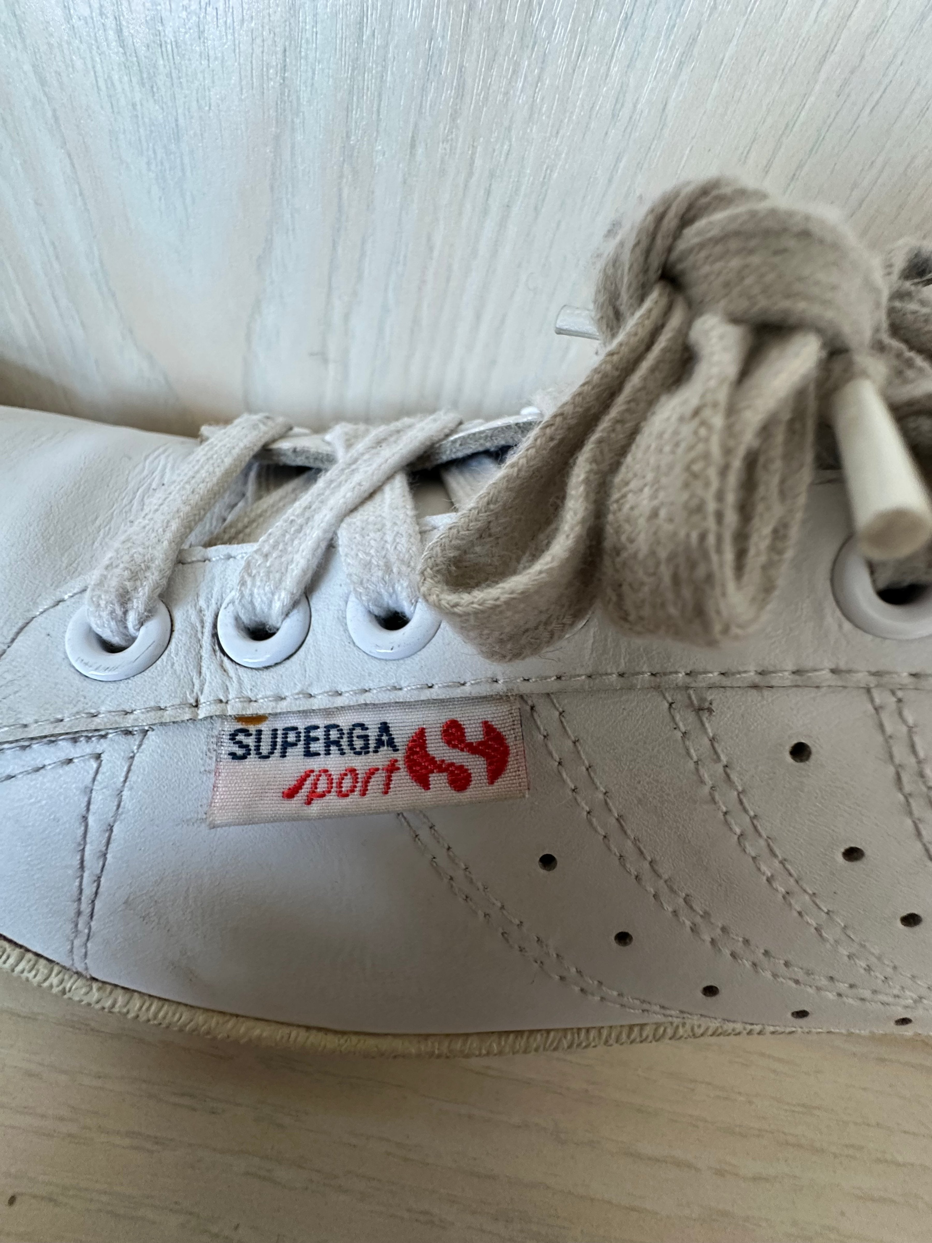 Superga Sport „Lendl Competition“ Vintage-Sneaker – Leder, Weiß/Rot/Blau, EU 39