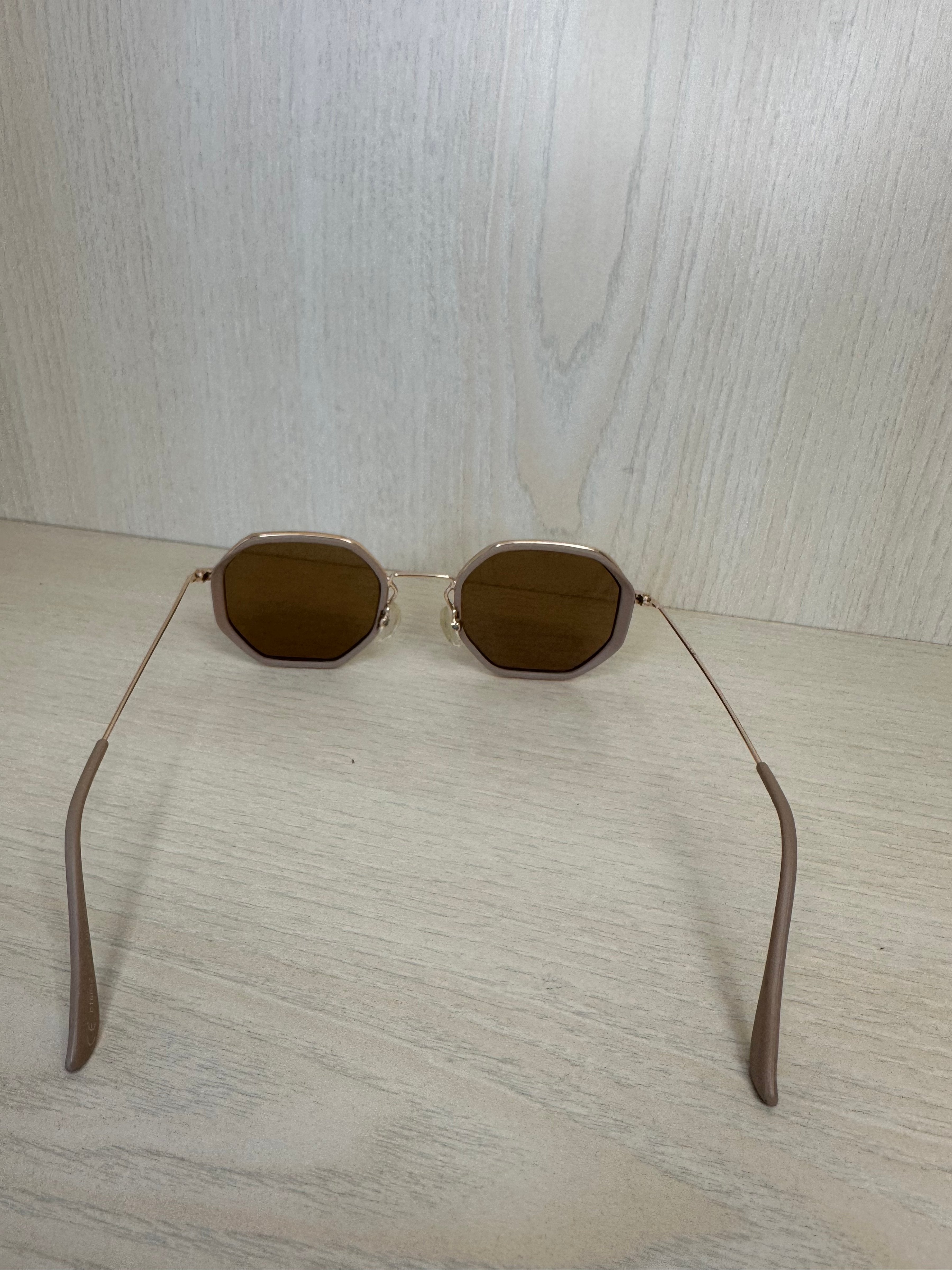 Stevie Hex Sonnenbrille – Metall/Acetat, Matt Klar/Gold, Braun, Zustand Gut