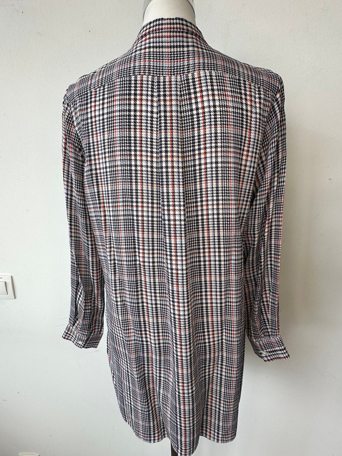 Joseph Lara Blouse, Plaid, Size 38, 100% Silk, Very Good Condition