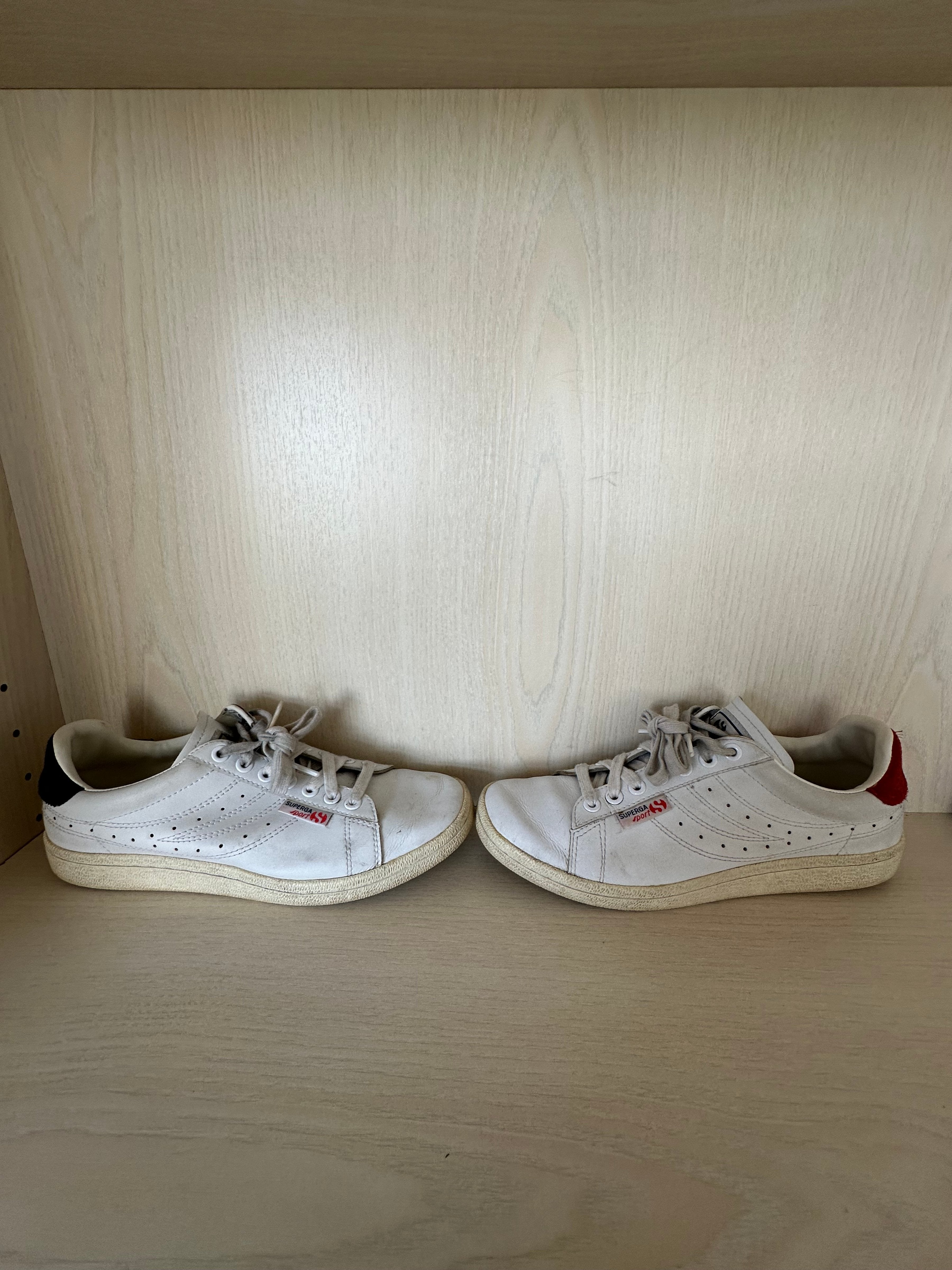 Superga Sport „Lendl Competition“ Vintage-Sneaker – Leder, Weiß/Rot/Blau, EU 39
