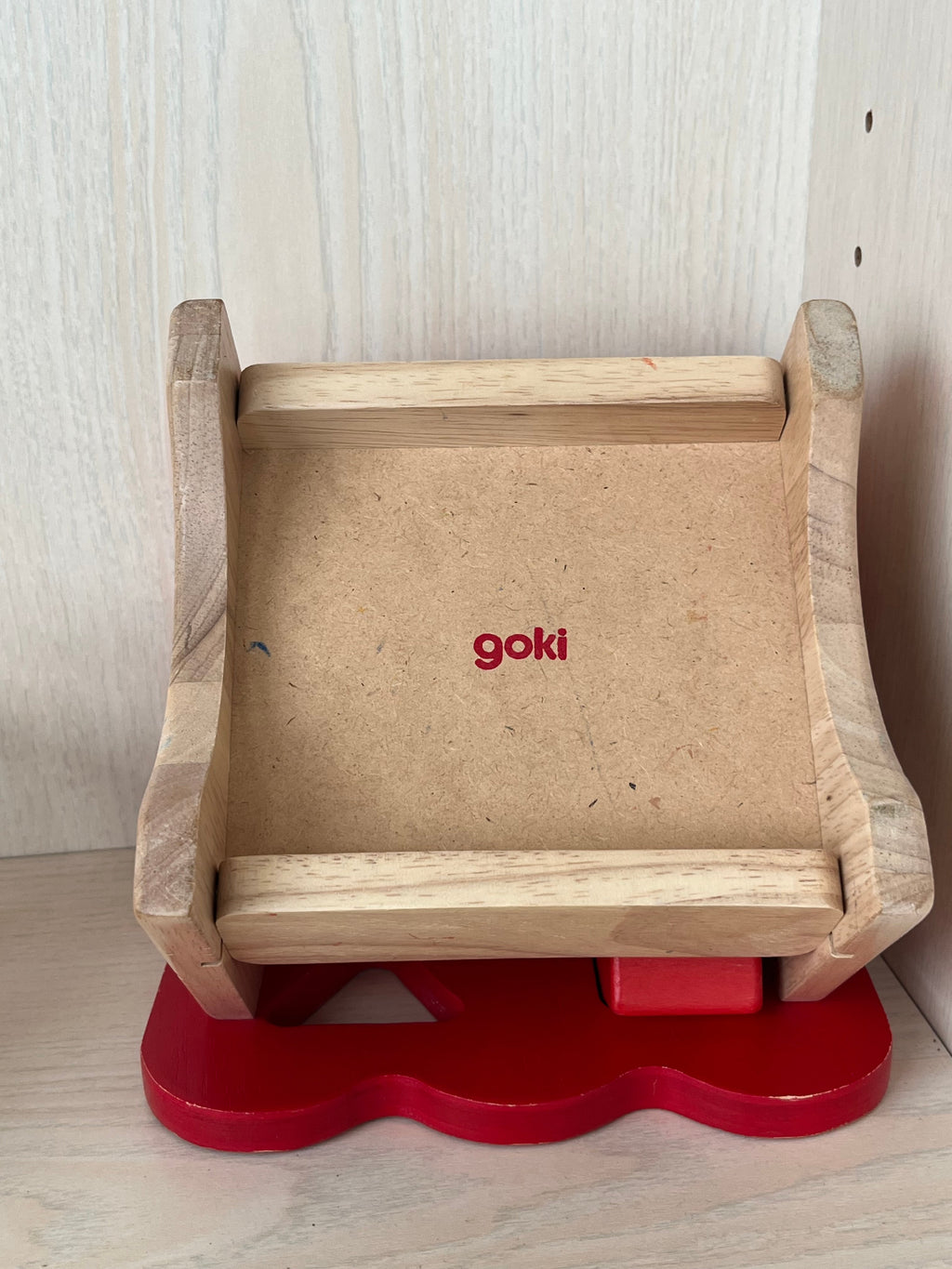 Goki Holzform-Steckhaus – Komplettset, Rot/Natur, Zustand: Gut