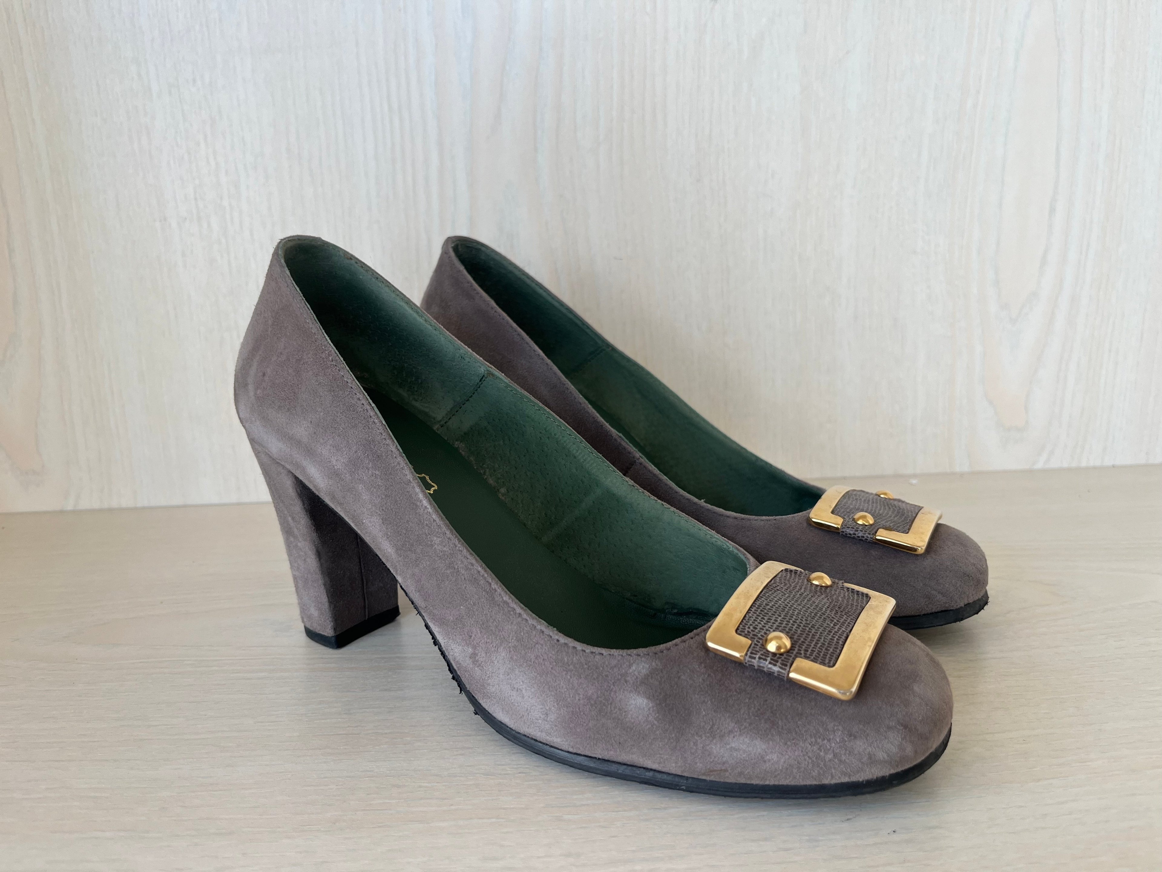 Valty Damen Wildlederpumps, Taupe, Gr. 39, Sehr Gut, Absatz 8,5 cm