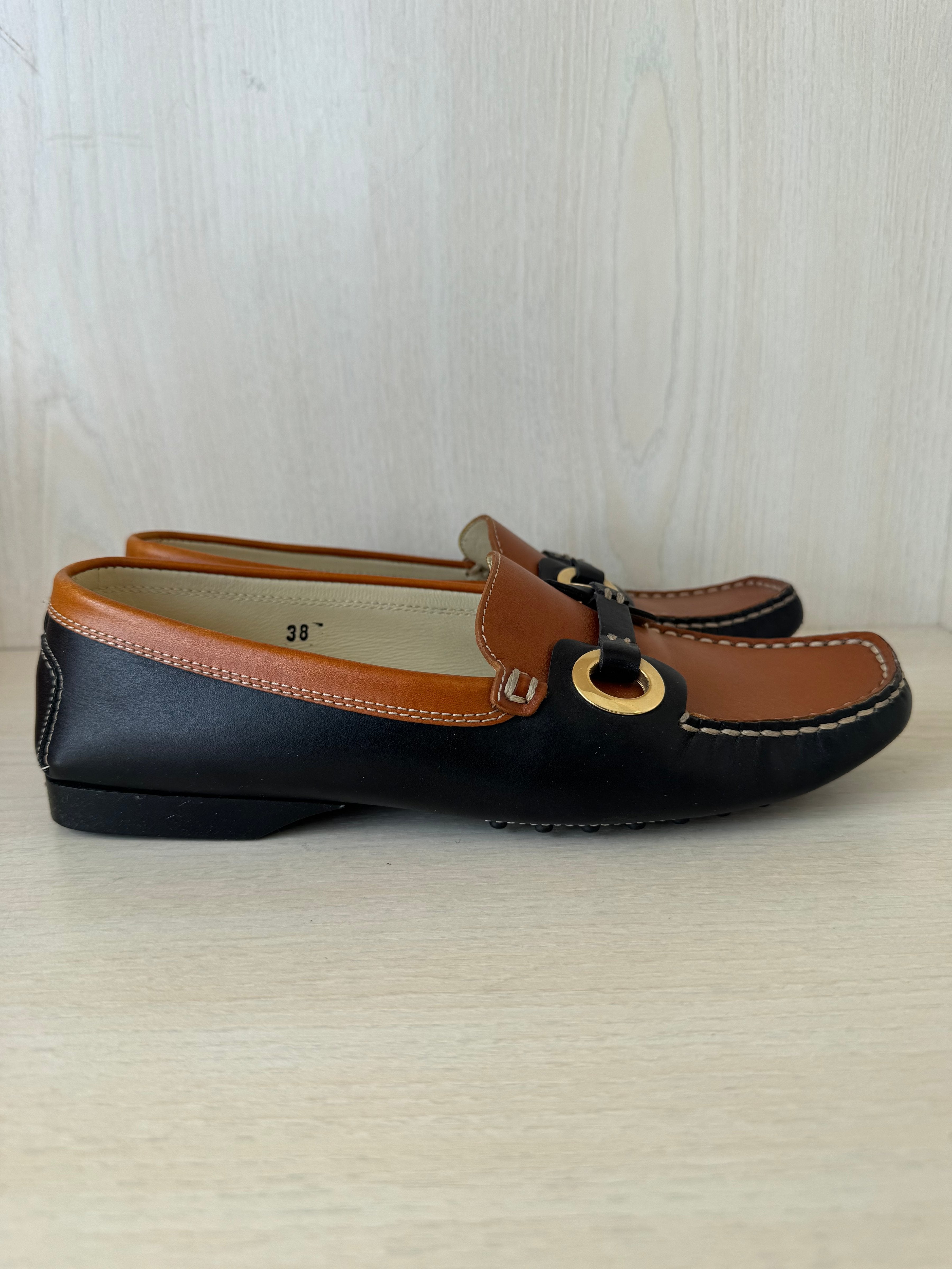 Tod’s Horse Bit Loafers EU 39.5 Brown/Black Leather Very Good Condition