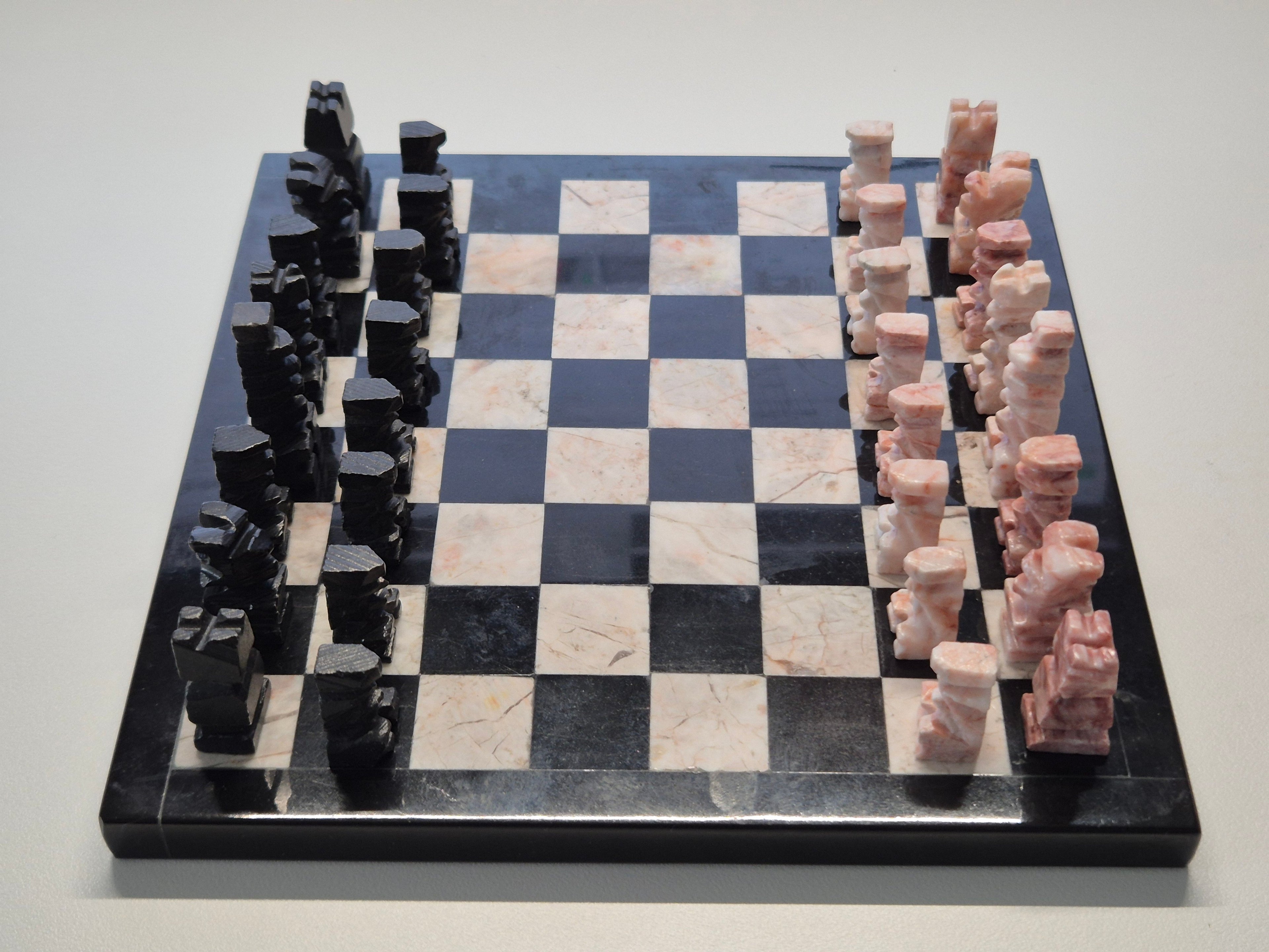 Vintage Mexikanisches Onyx-Marmor-Schachset, Zustand: Gut