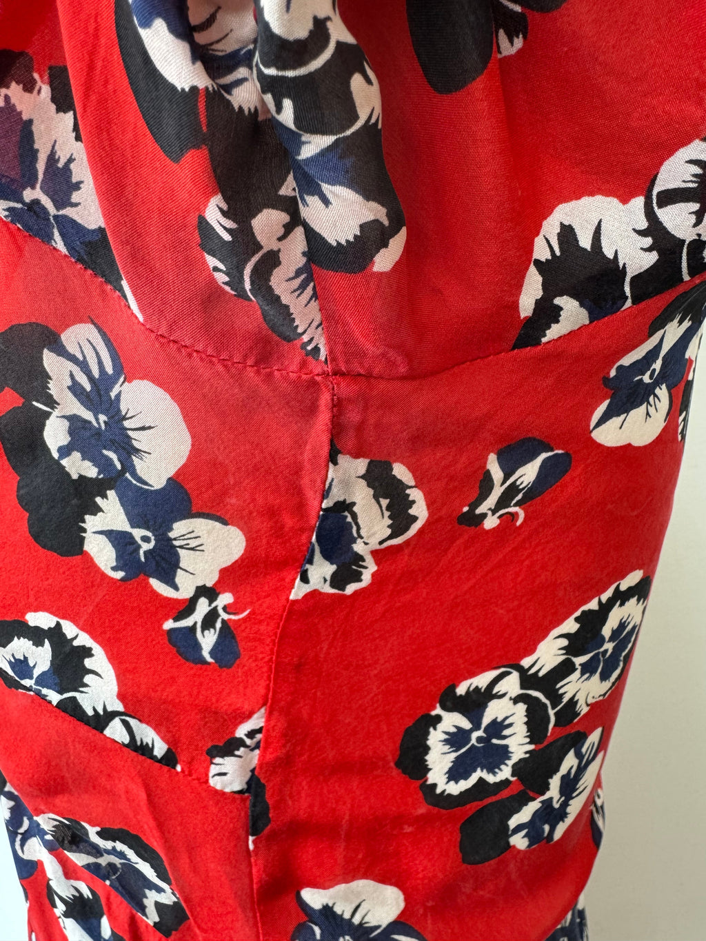 Réalisation Par Red Floral Silk Dress, Normal Use, 43cm Chest
