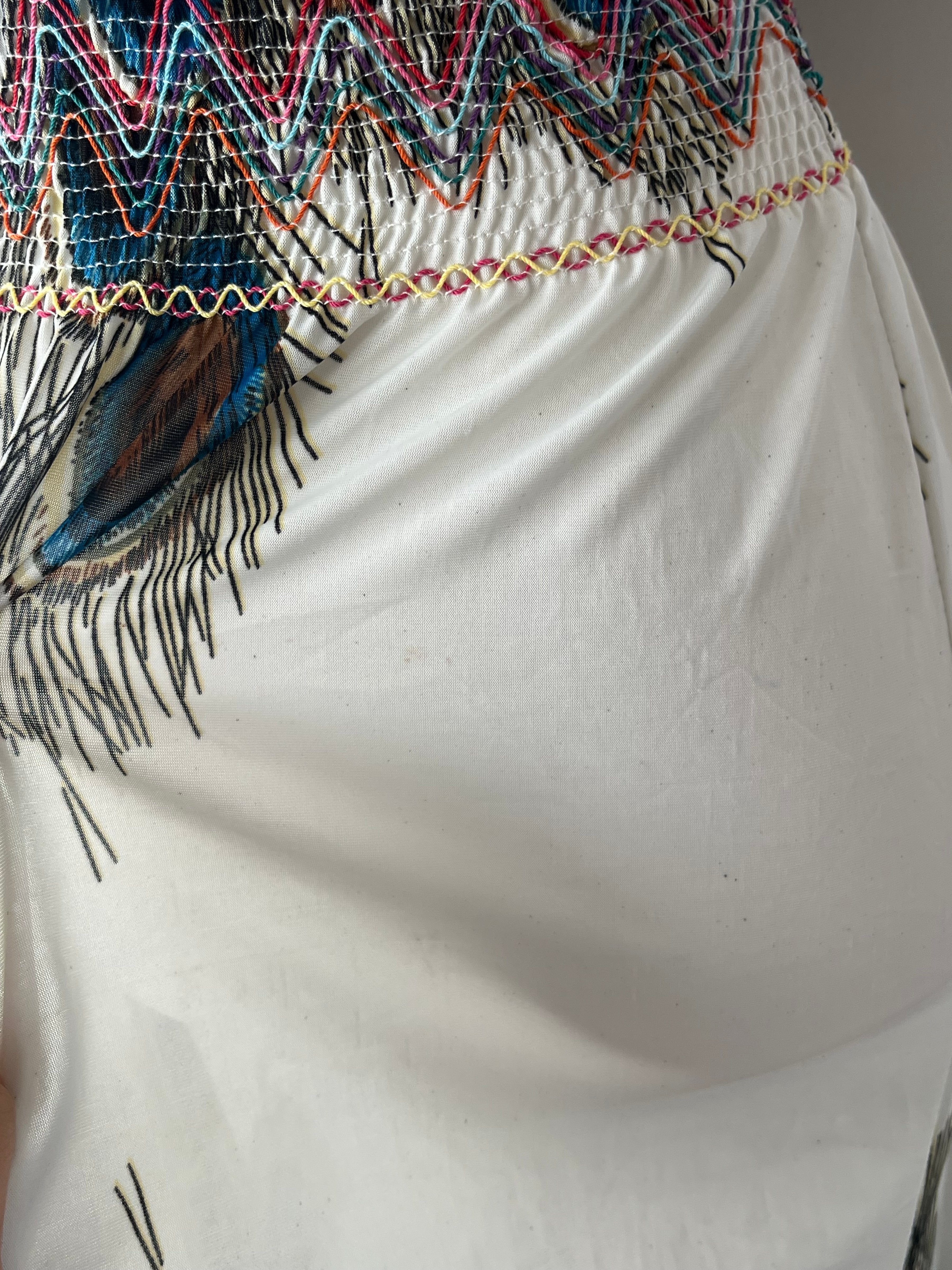 Seductive Streetwear Peacock Maxi Dress, Medium, White, Normal Use