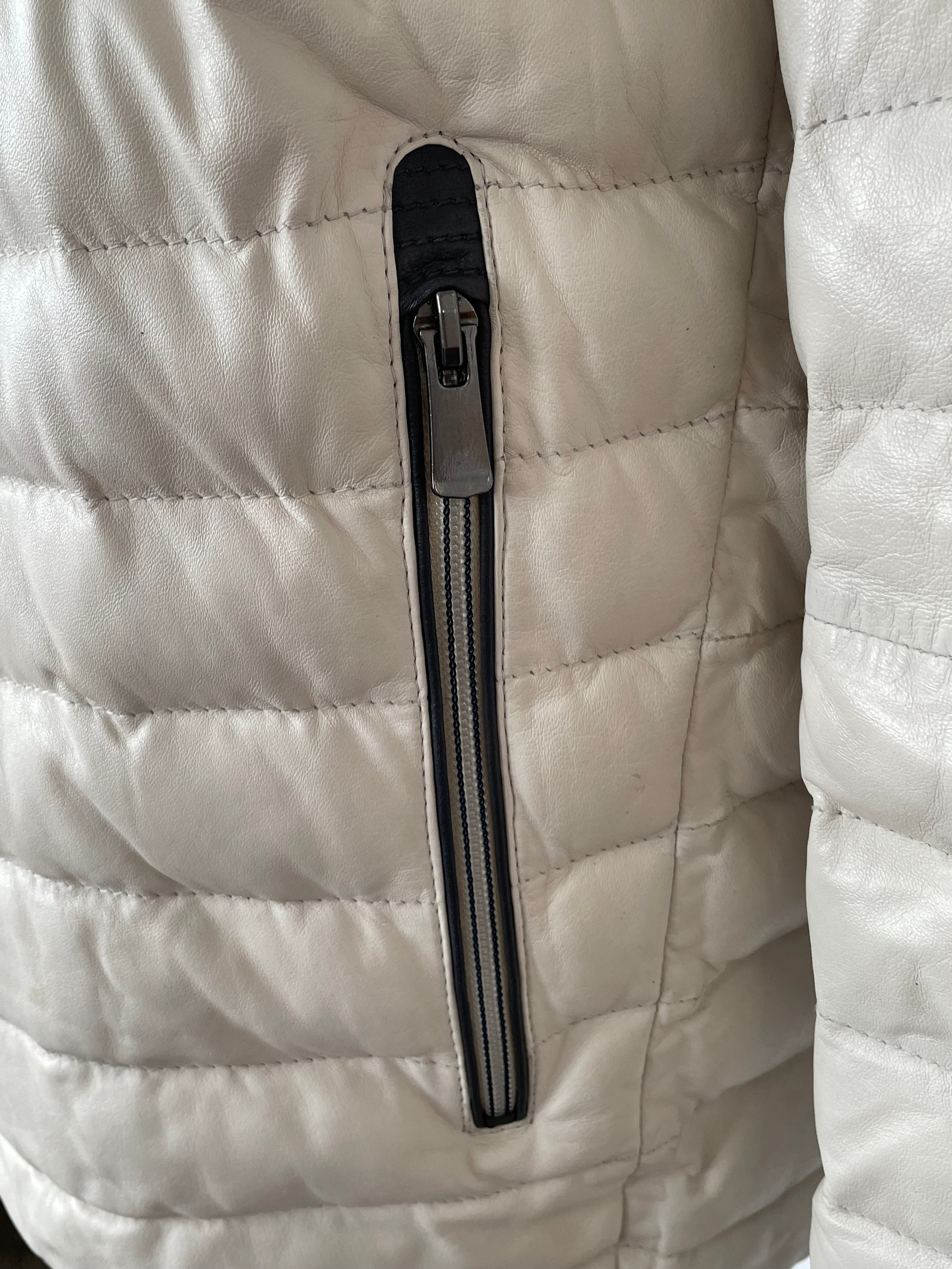 LLOYD Men's Quilted Lamb Leather Jacket, Ice White, XL, Very Good Condition