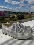 Superga 2790 Lamew Sneakers Silver Lamé Fabric Size 36 Good Condition