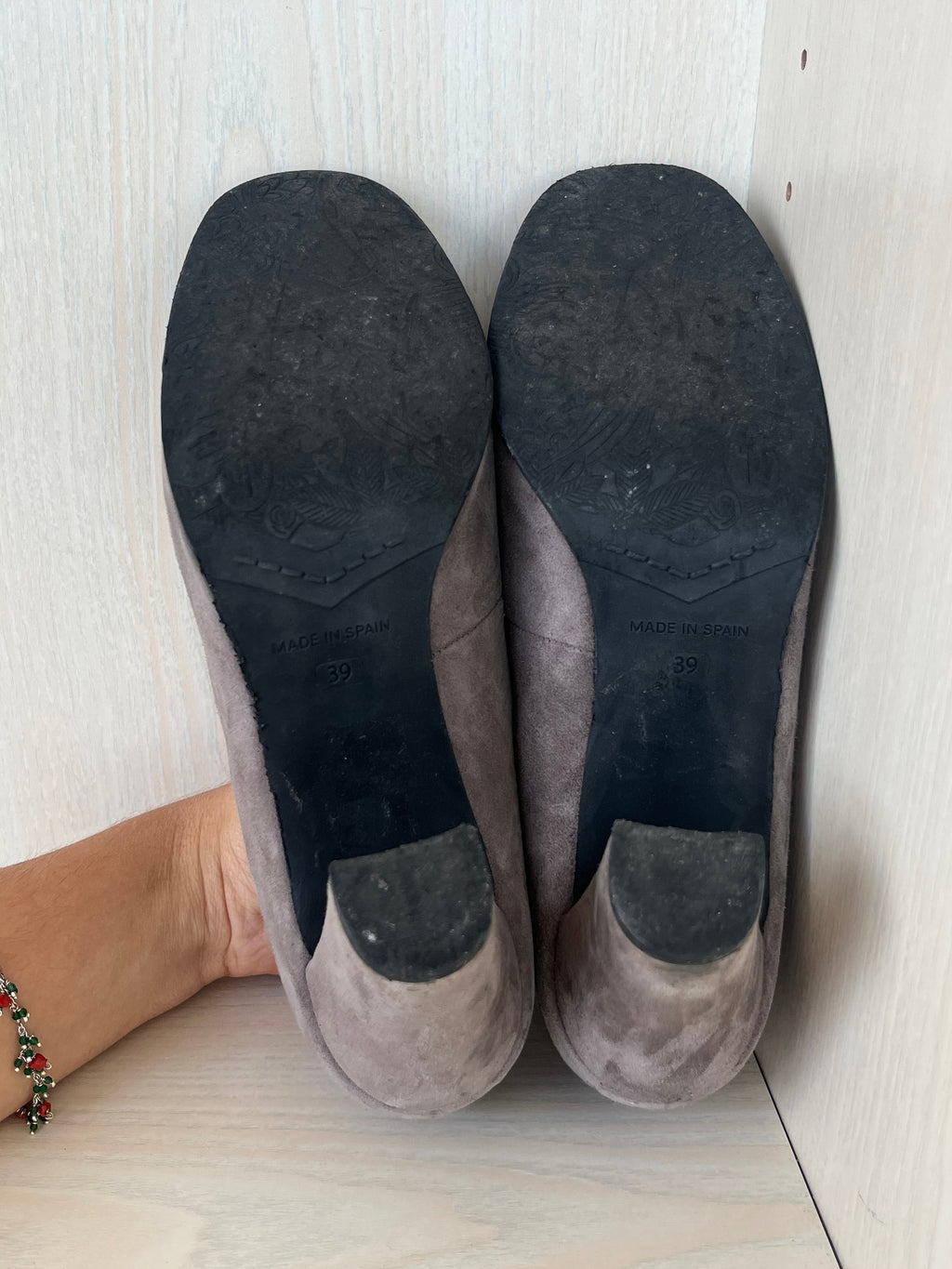 Valty Damen Wildlederpumps, Taupe, Gr. 39, Sehr Gut, Absatz 8,5 cm