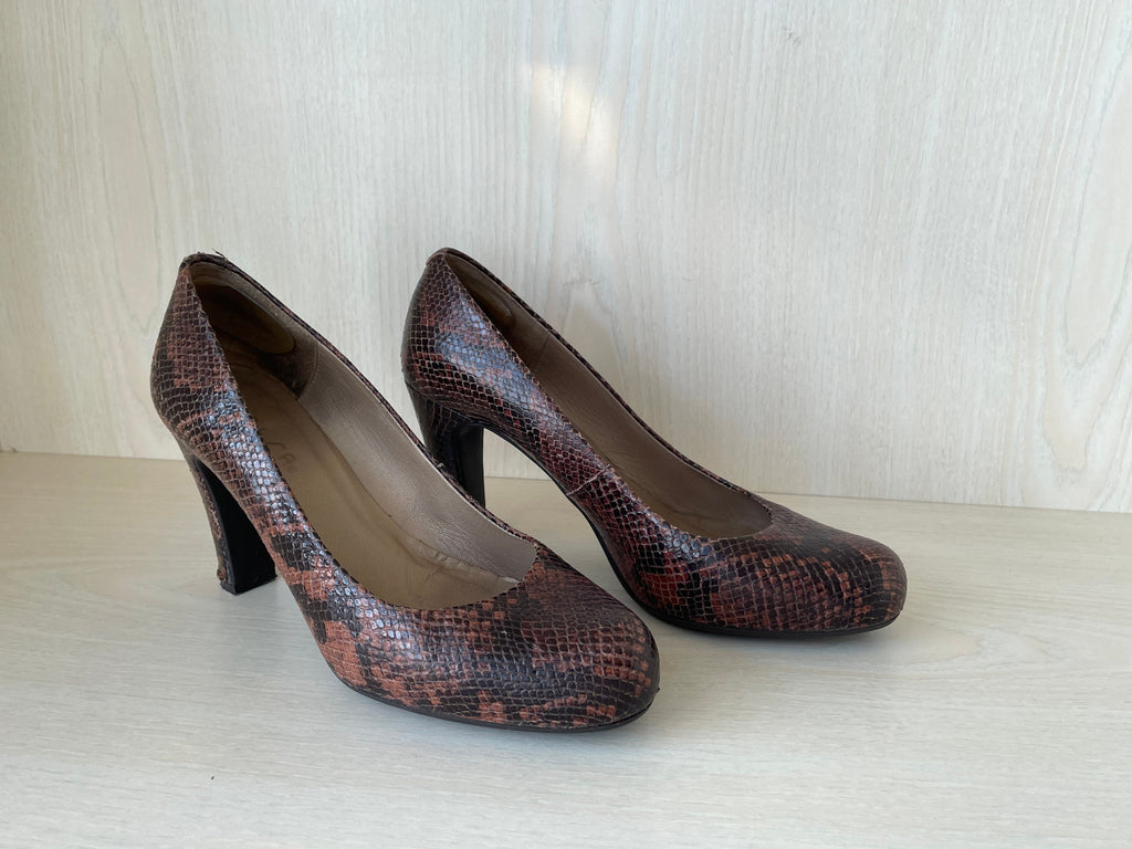 Unisa Brown Multi Snakeskin Pumps, Size 38 EU, Very Good Condition