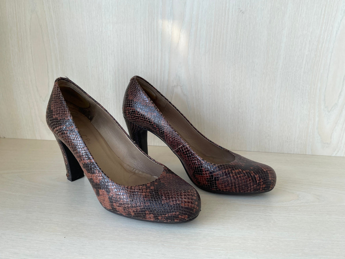 Unisa Brown Multi Snakeskin Pumps, Size 38 EU, Very Good Condition