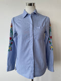 Brave Soul London Besticktes Gestreiftes Hemd XS Blau Mehrfarbig Stickerei