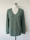 Massimo Dutti Grüner V-Ausschnitt Pullover, Größe L, Wie Neu