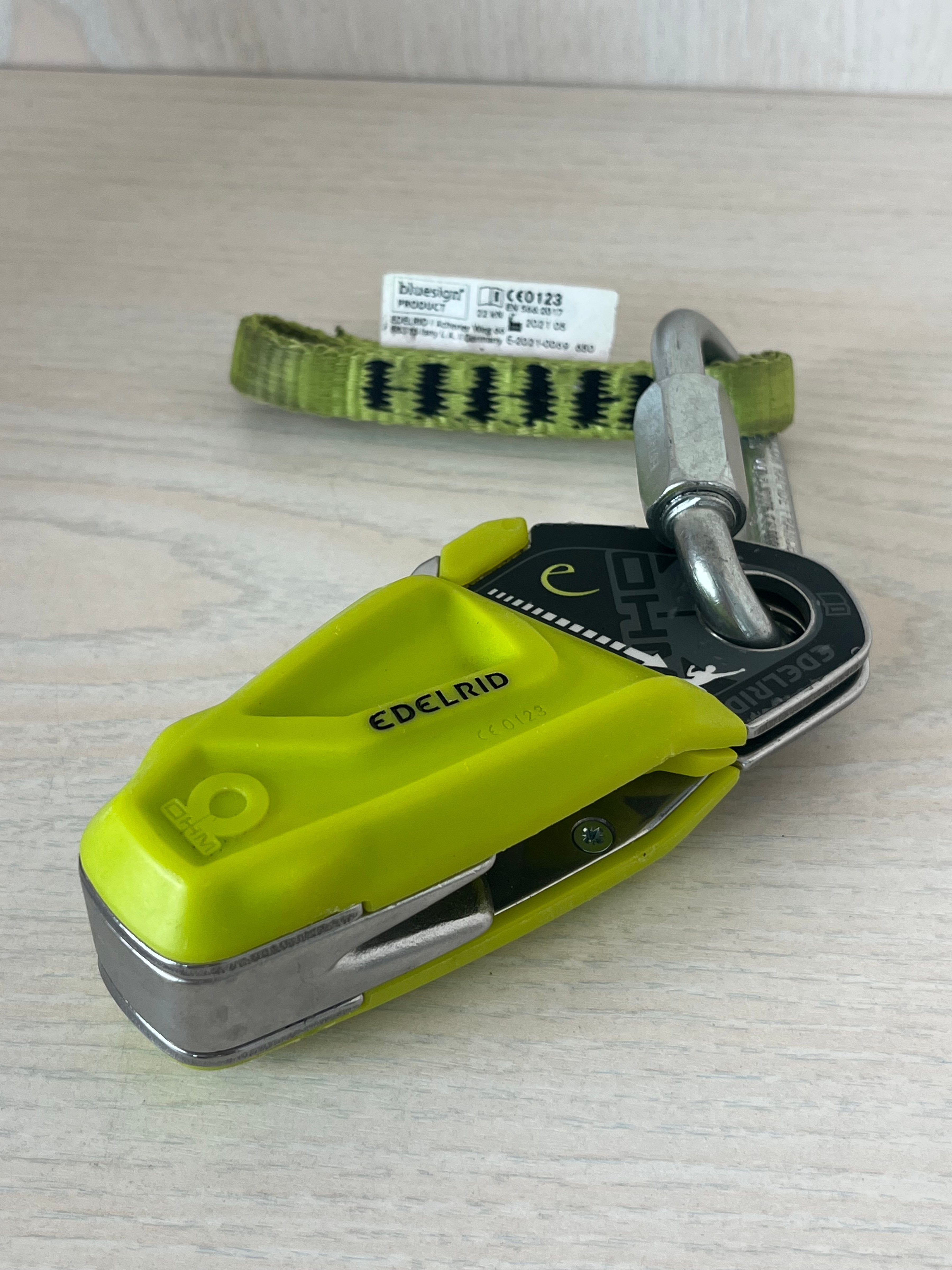 Edelrid Ohm Assisted Braking Device, Yellow/Metal, Good Condition