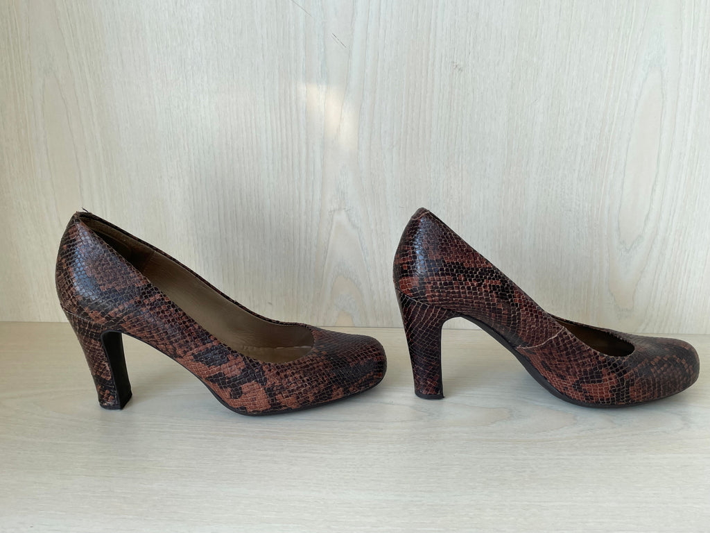 Unisa Brown Multi Snakeskin Pumps, Size 38 EU, Very Good Condition