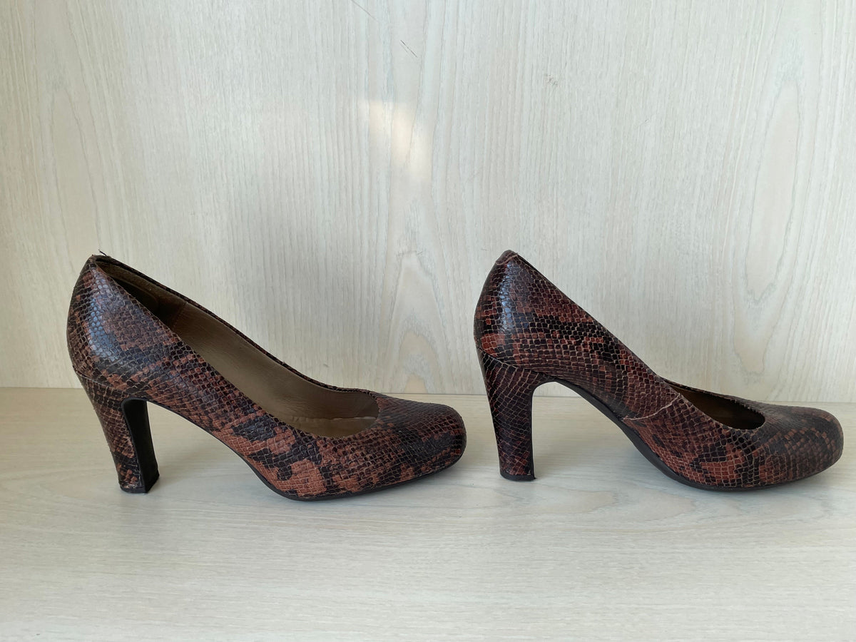 Unisa Brown Multi Snakeskin Pumps, Size 38 EU, Very Good Condition