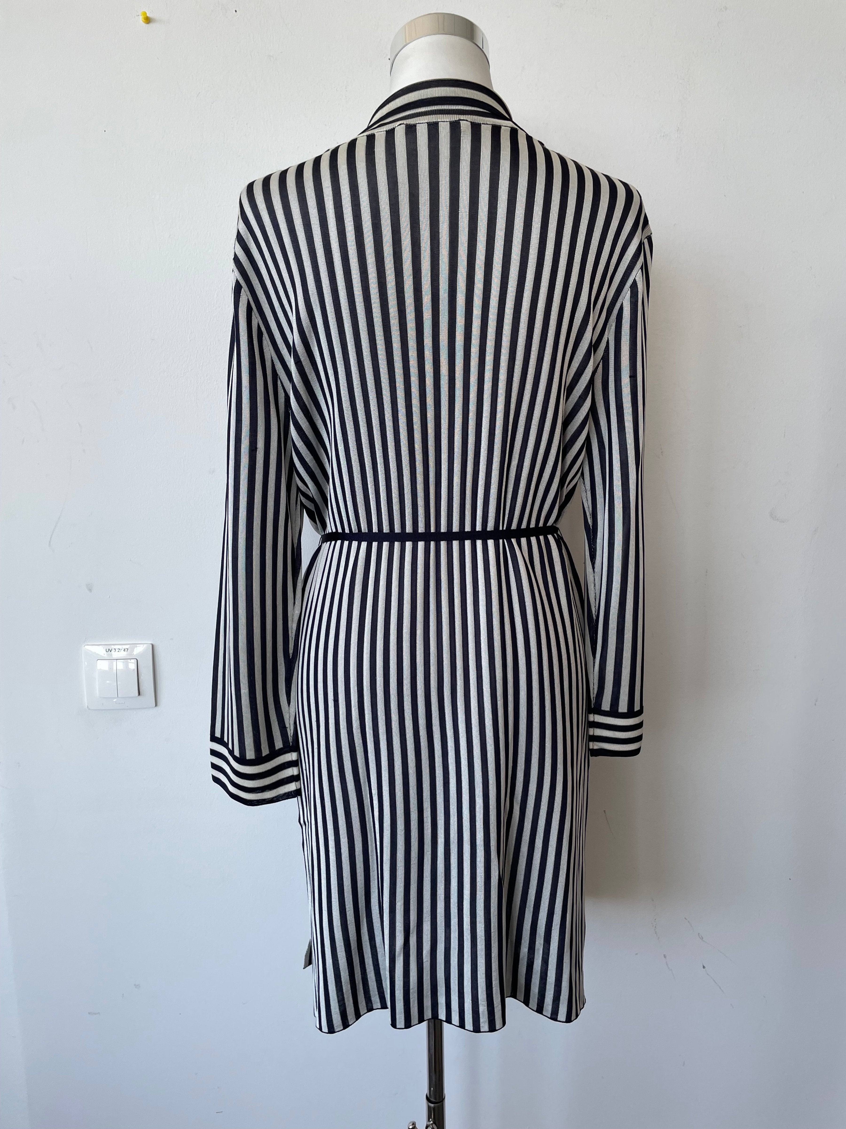 Adolfo Dominguez Striped Shirt Dress, Black/White, Small, Very Good Condition