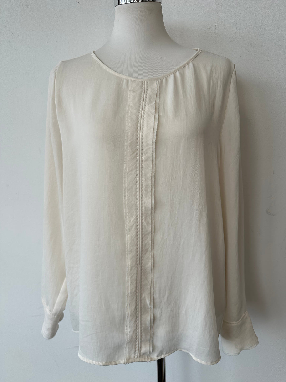 Marc Cain Sheer Long Sleeve Blouse, Ivory, Size M, Very Good Condition