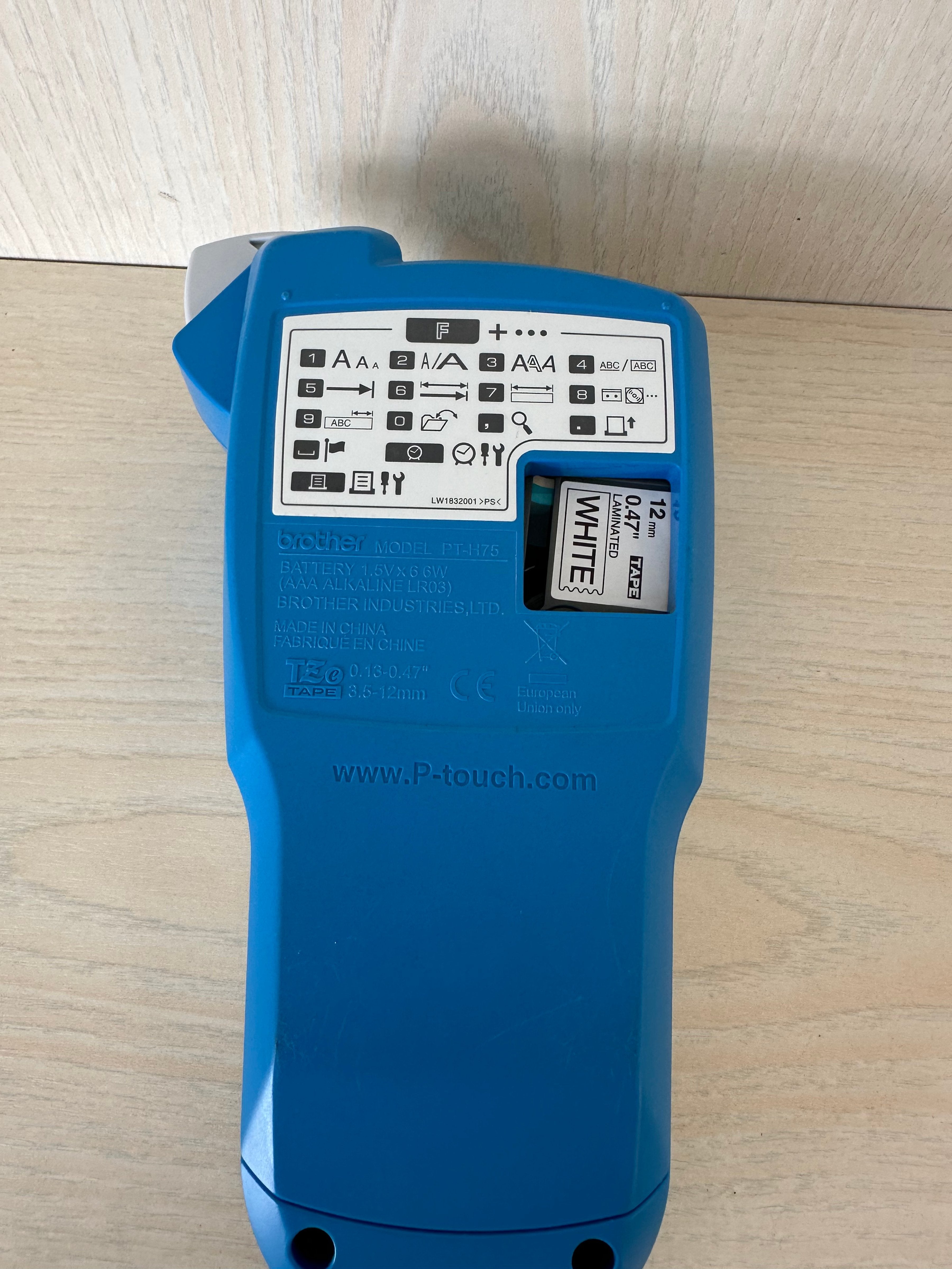 Brother PT-H75 Label Maker – Handheld, Plastic, Blue/White, Good Condition