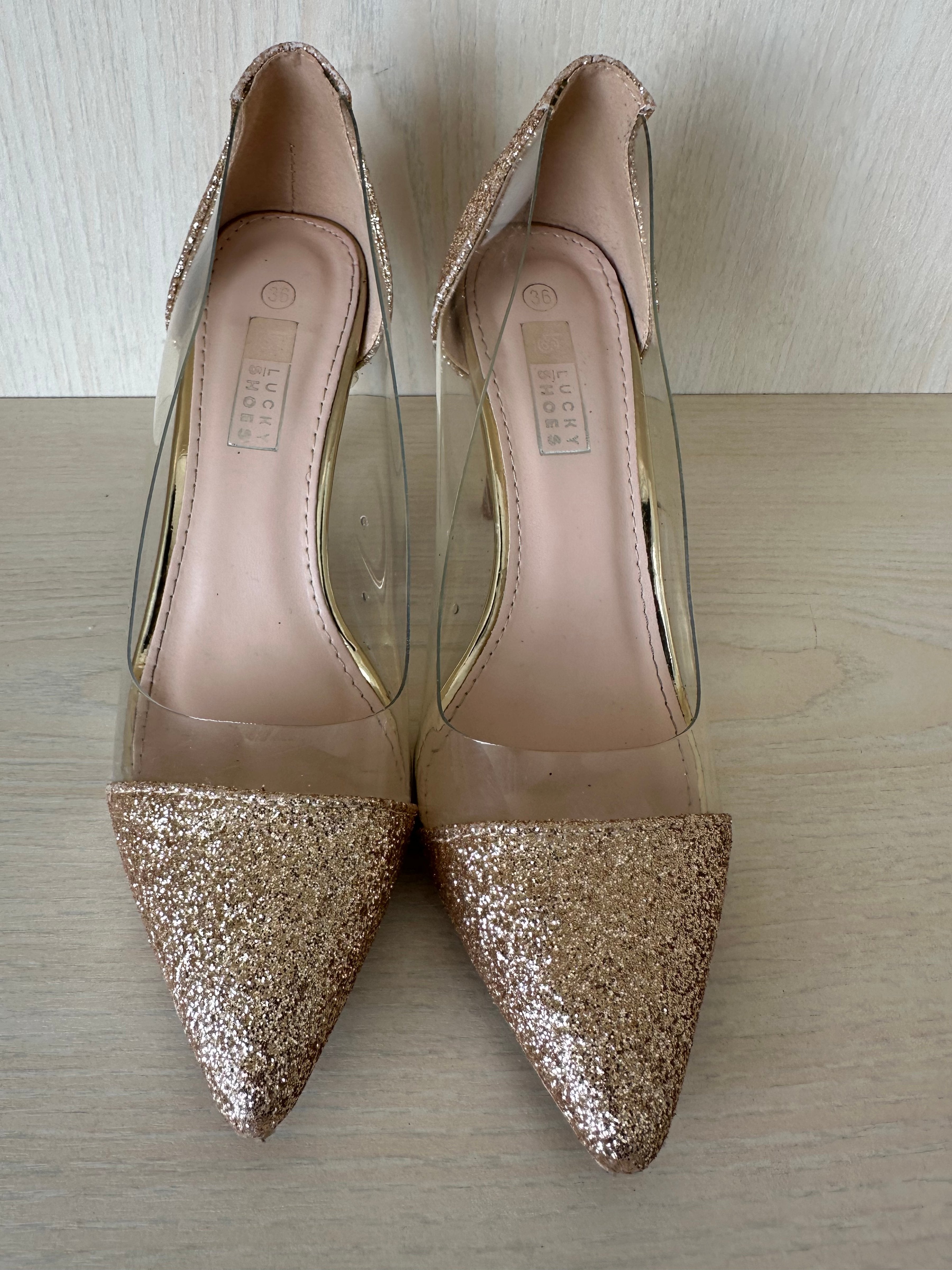 Gianvito Rossi Plexi Pumps, Gr. 36, Klar/Roségold, Sehr Guter Zustand