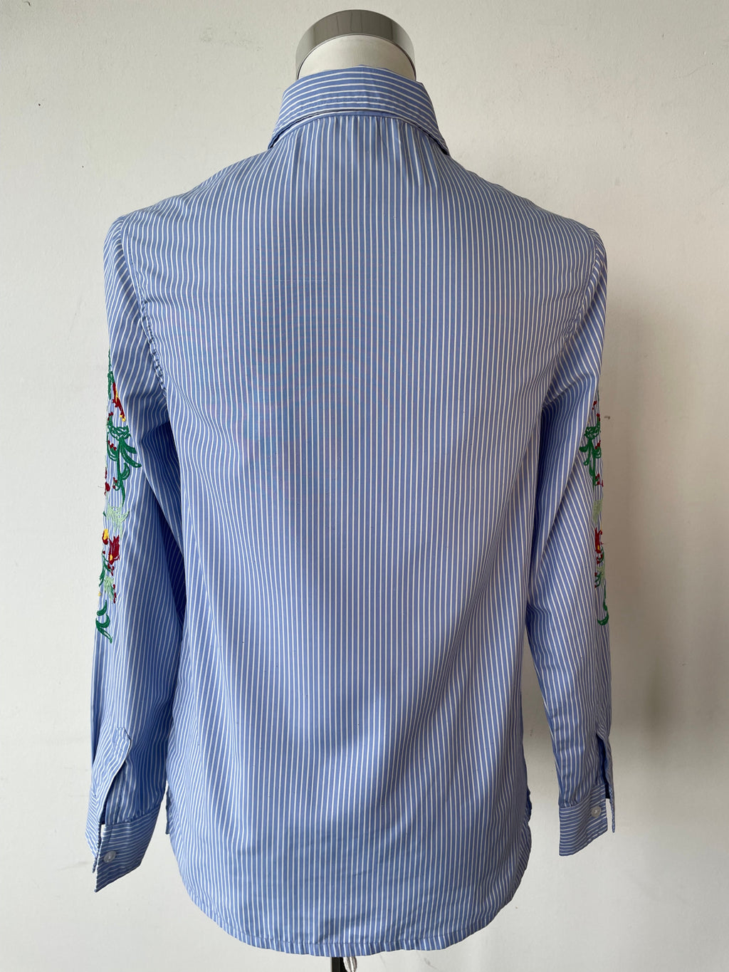 Brave Soul London Besticktes Gestreiftes Hemd XS Blau Mehrfarbig Stickerei