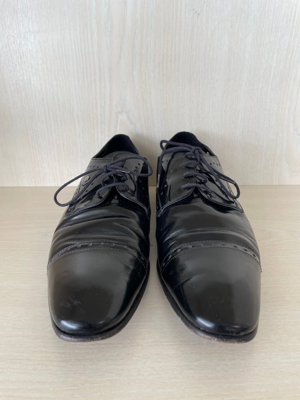 Pedro Camino Black Leather Brogue Oxfords, Size 43 EU, Very Good Condition