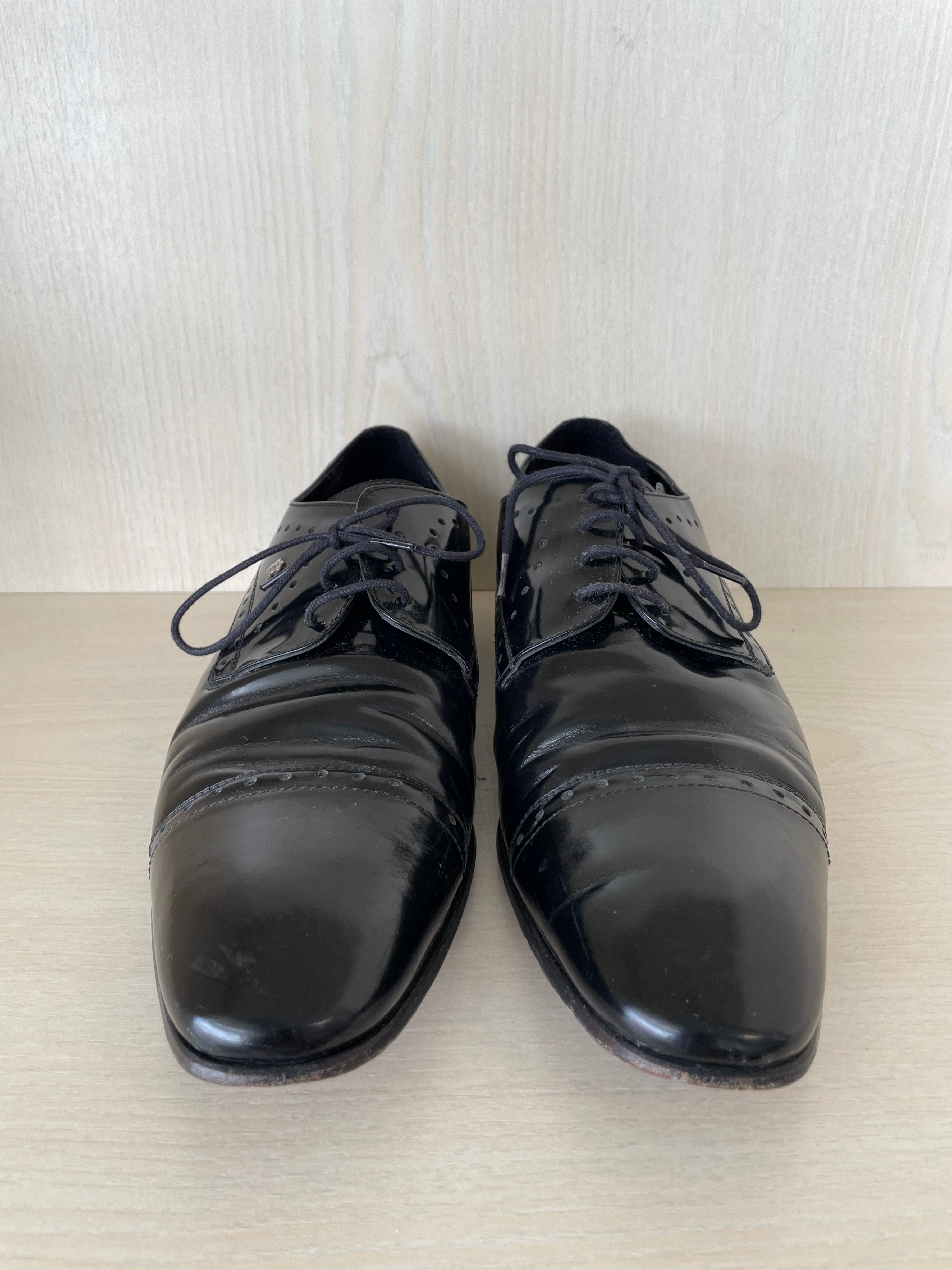 Pedro Camino Black Leather Brogue Oxfords, Size 43 EU, Very Good Condition