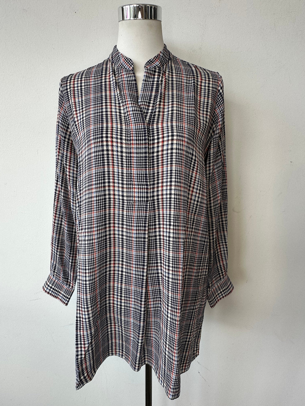 Joseph Lara Blouse, Plaid, Size 38, 100% Silk, Very Good Condition