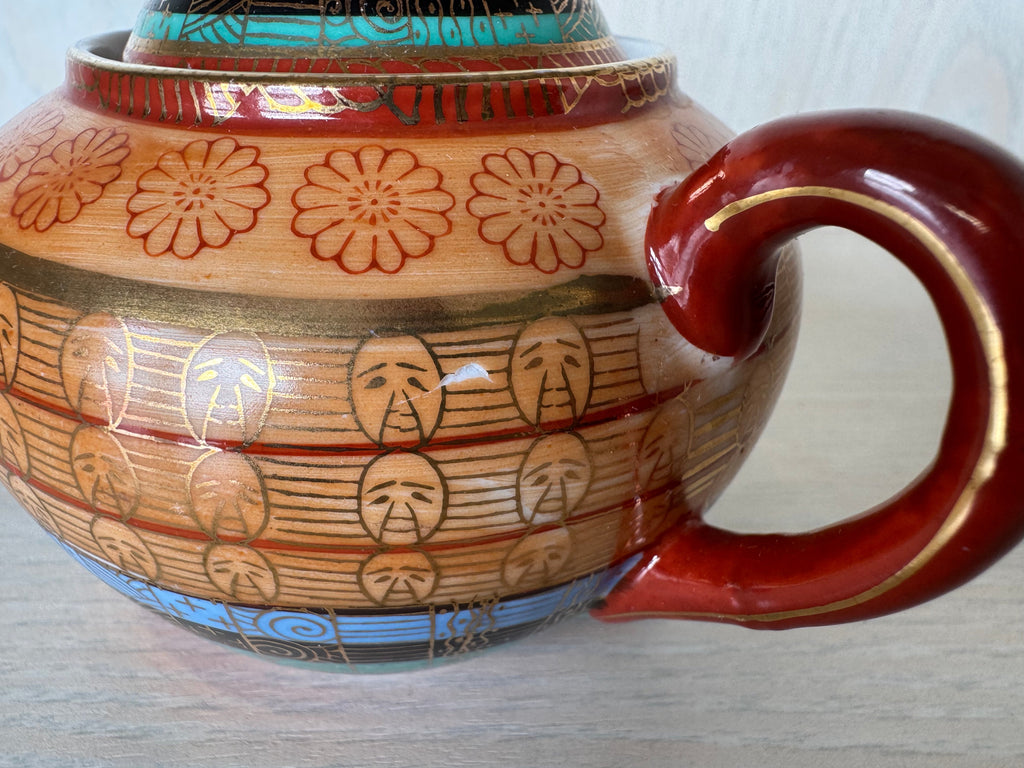 Japanisches Porzellan Tee-Set Nippon Tokusei, Zuckerdose & 6 Teller, sehr gut