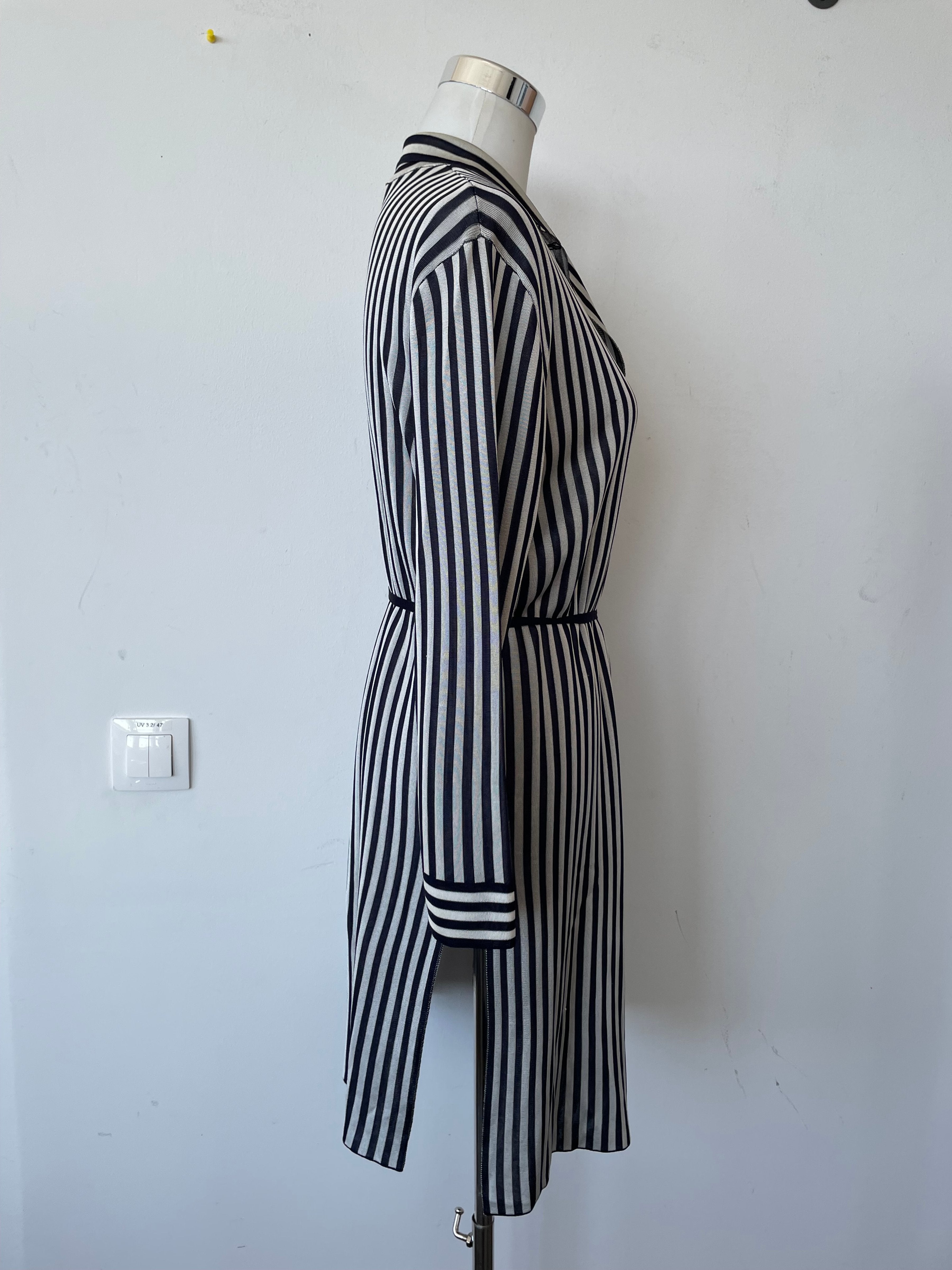 Adolfo Dominguez Striped Shirt Dress, Black/White, Small, Very Good Condition