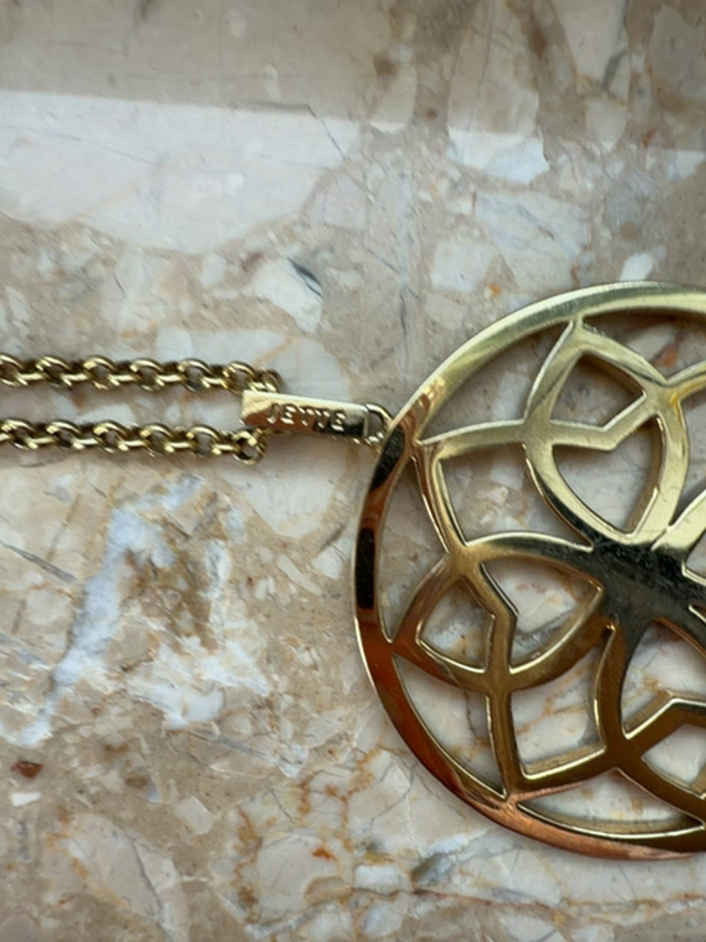 Jette Joop Mandala Kette Gold Edelstahl Zirkonia 80cm Gut