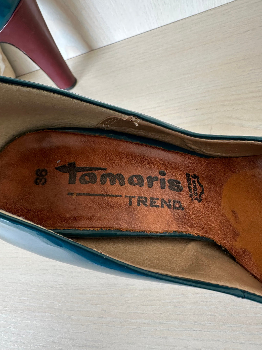 Tamaris Trend Pumps, Teal, Size 36 EU, Poor Condition