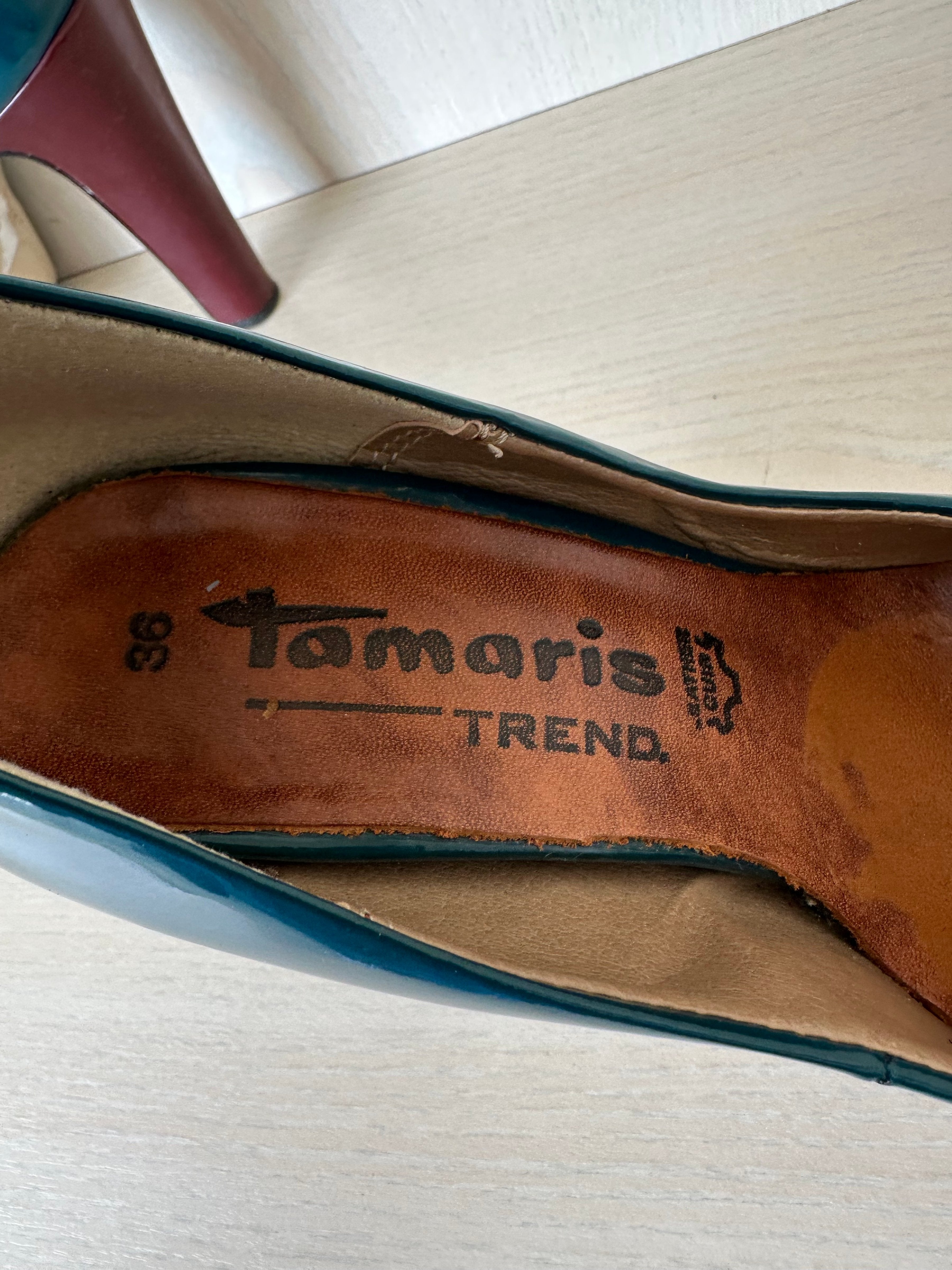 Tamaris Trend Pumps, Teal, Size 36 EU, Poor Condition