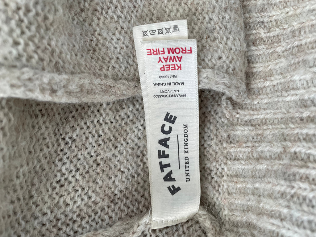 Fat Face Cosy Mohair-Blend Cardigan | UK 6 / EU 34 | Beige Meliert | Sehr Gut