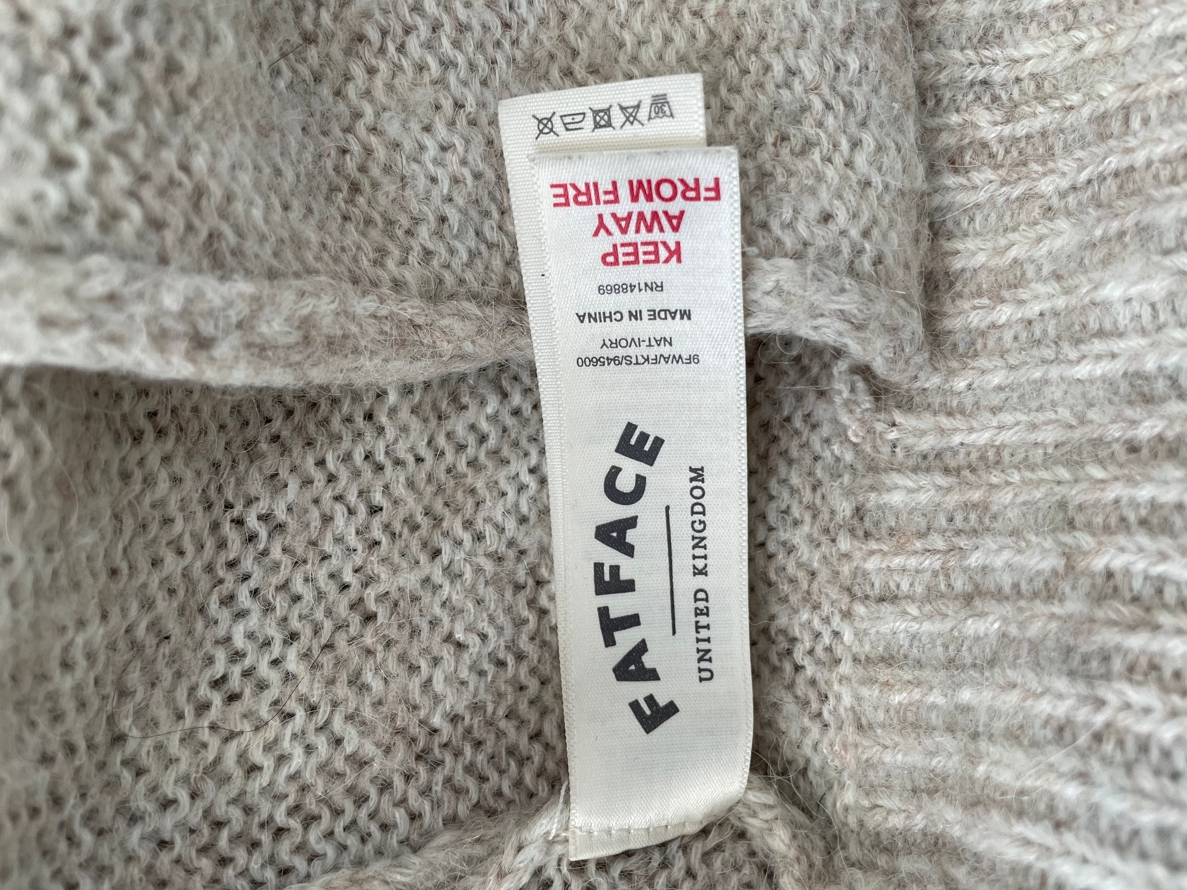 Fat Face Cosy Mohair-Blend Cardigan | UK 6 / EU 34 | Beige Meliert | Sehr Gut
