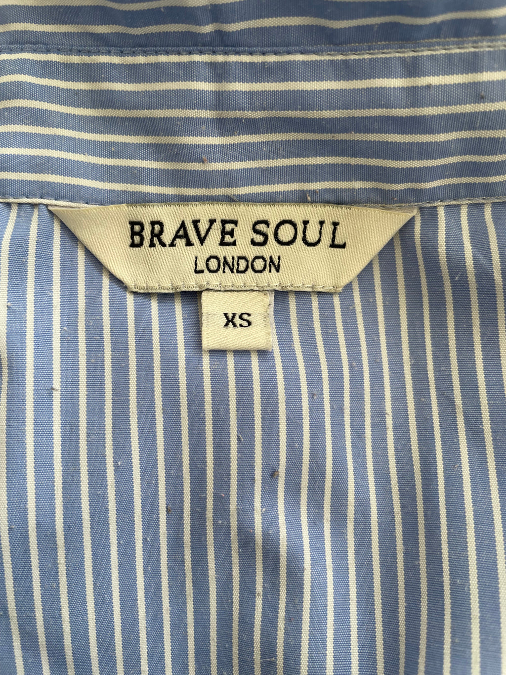 Brave Soul London Besticktes Gestreiftes Hemd XS Blau Mehrfarbig Stickerei